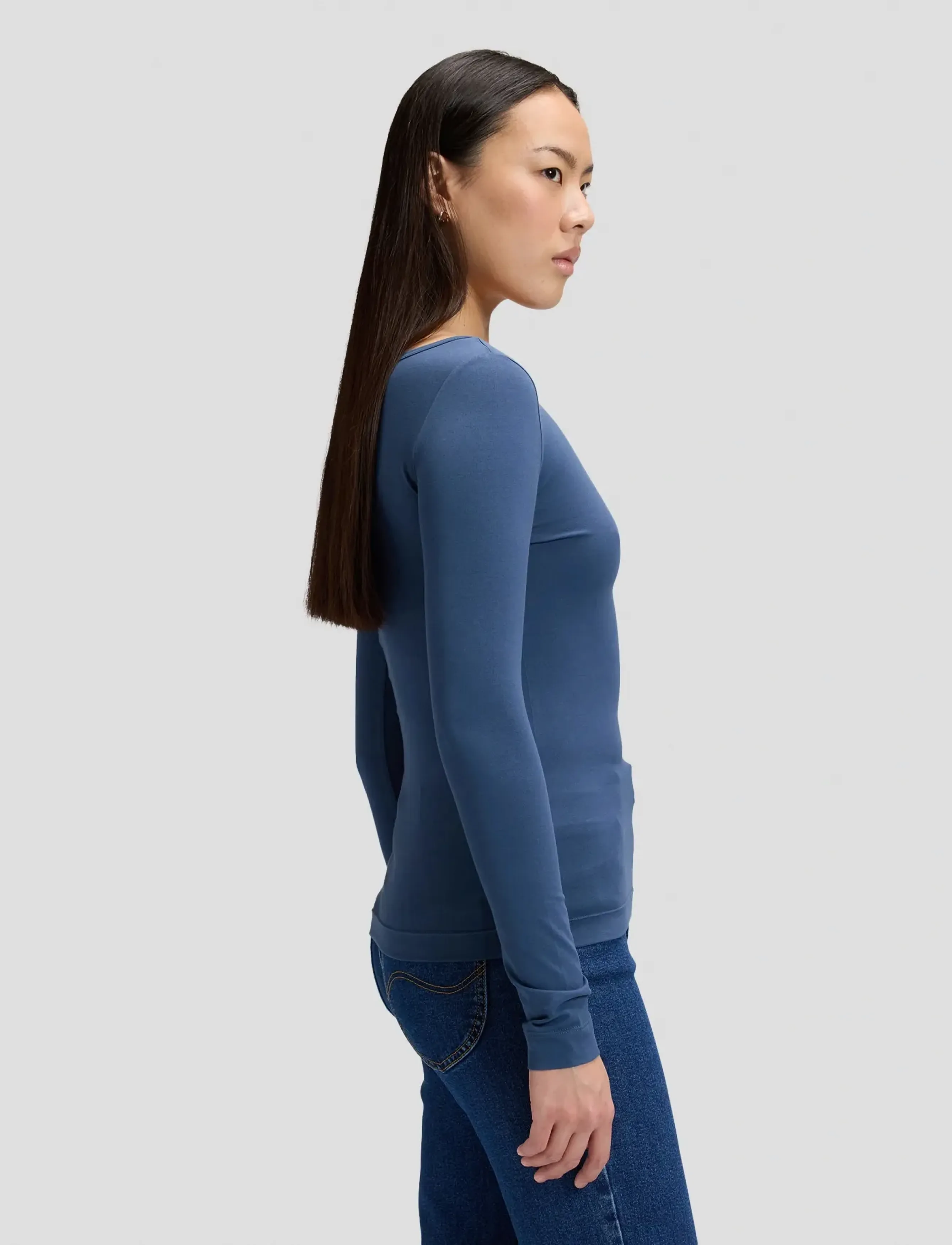 Lee Jeans - LS BOAT NECK TEE - efterårstøj - academy blue - 4