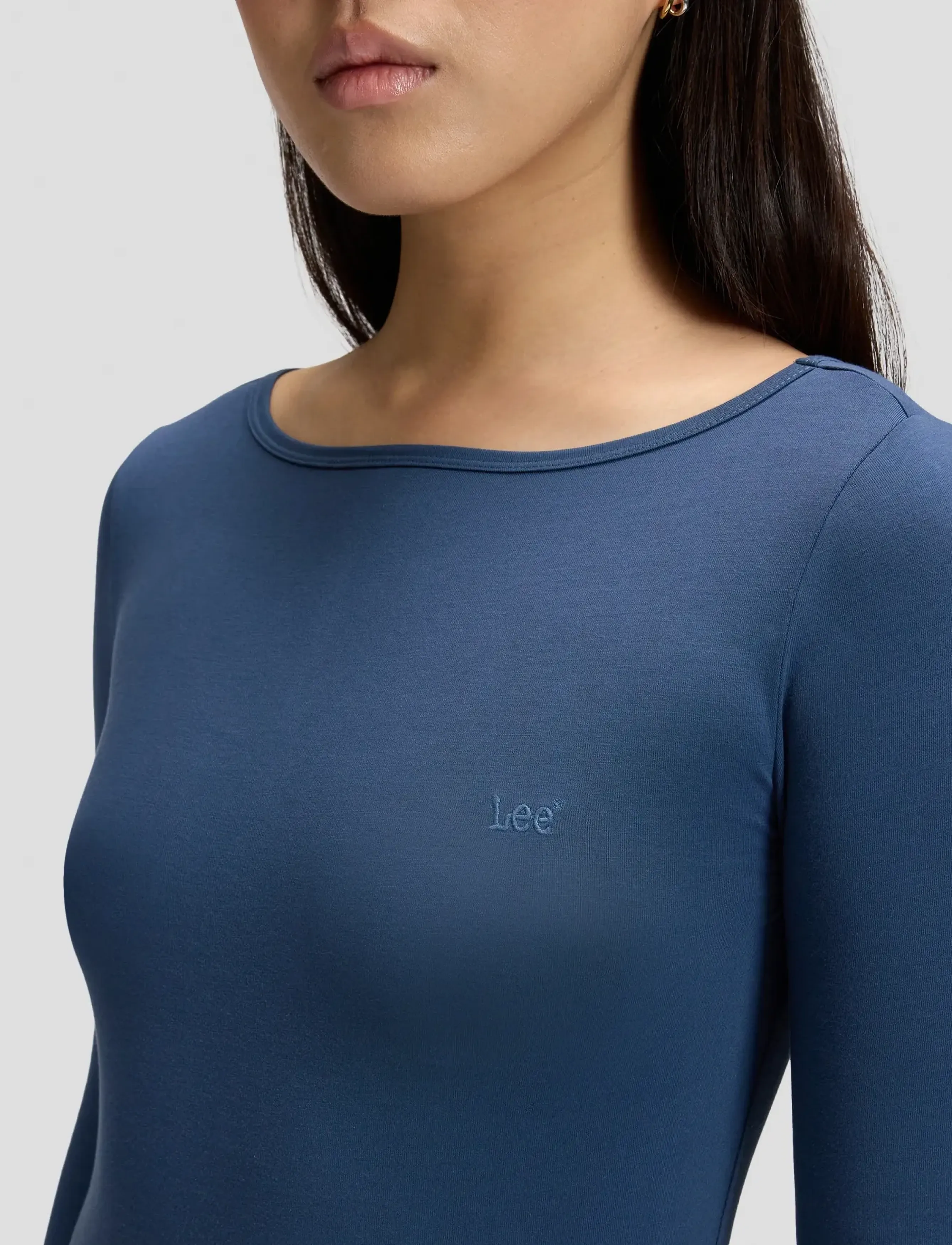 Lee Jeans - LS BOAT NECK TEE - efterårstøj - academy blue - 5