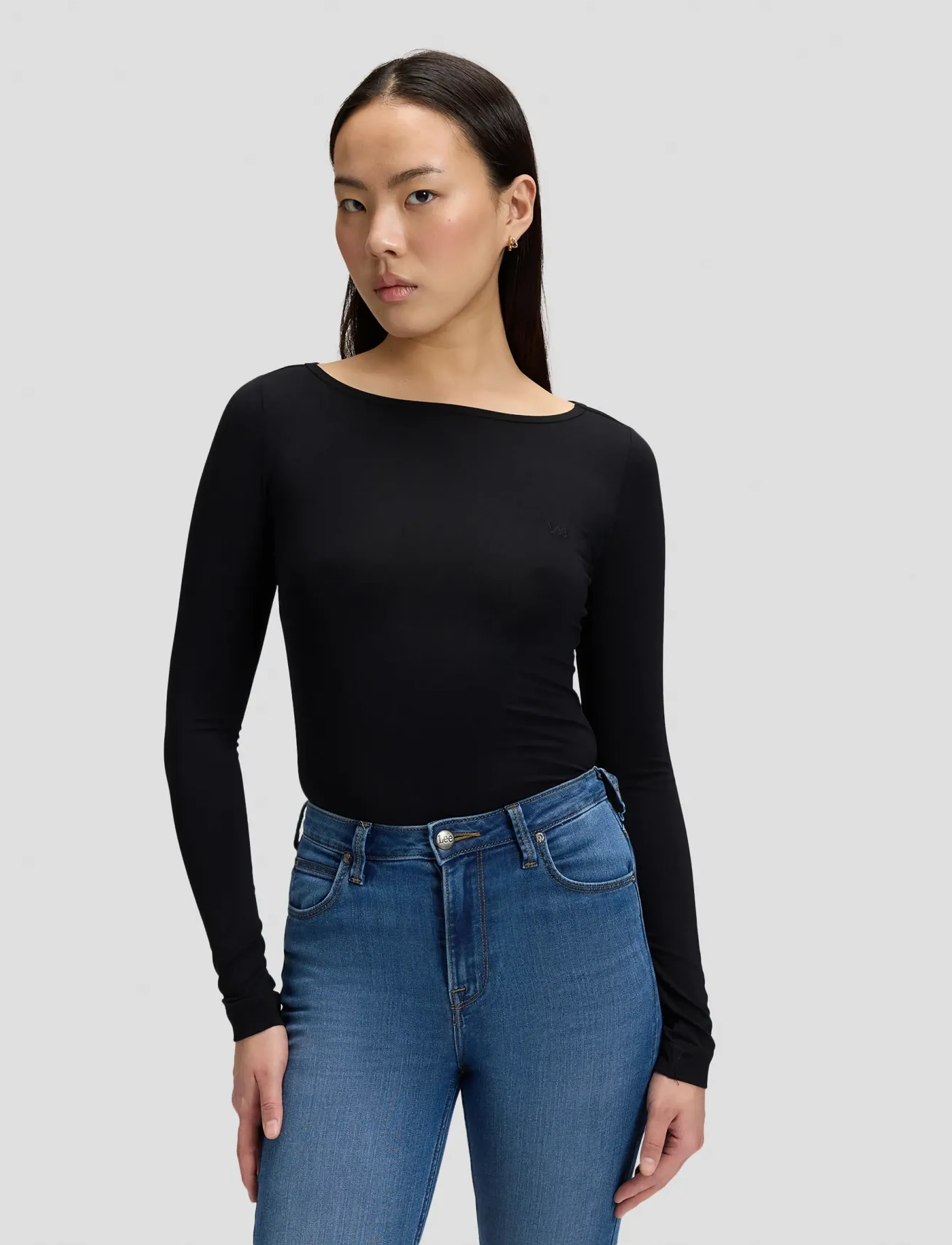 Lee Jeans LS BOAT NECK TEE - Lee Jeans - BLACK / black