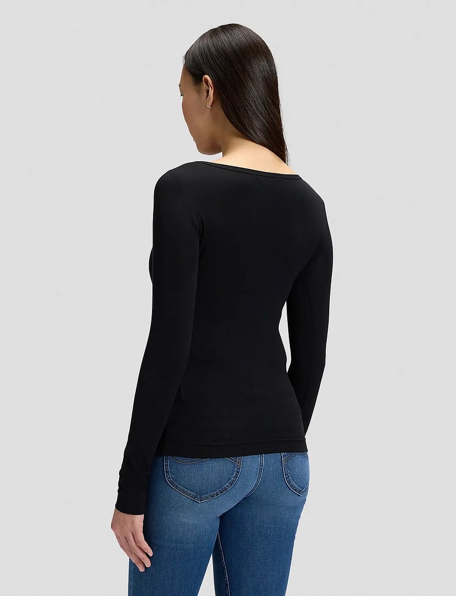 Lee Jeans - LS BOAT NECK TEE - langärmlige tops - black - 2