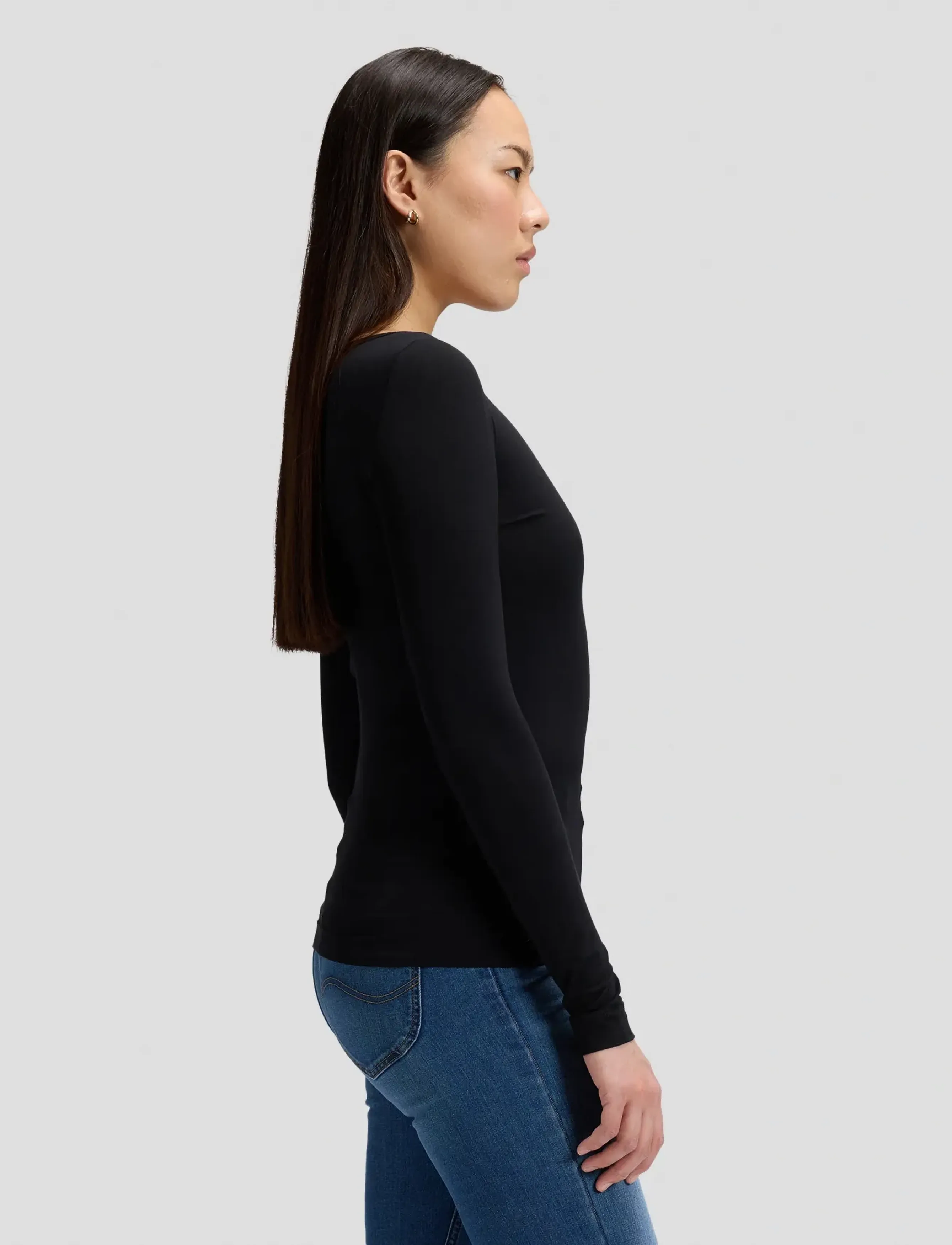 Lee Jeans - LS BOAT NECK TEE - långärmade toppar - black - 4
