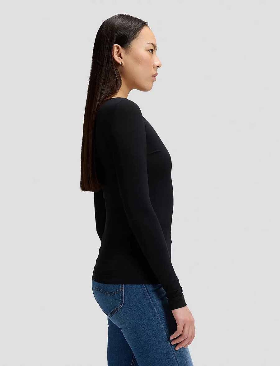 Lee Jeans - LS BOAT NECK TEE - langärmlige tops - black - 4