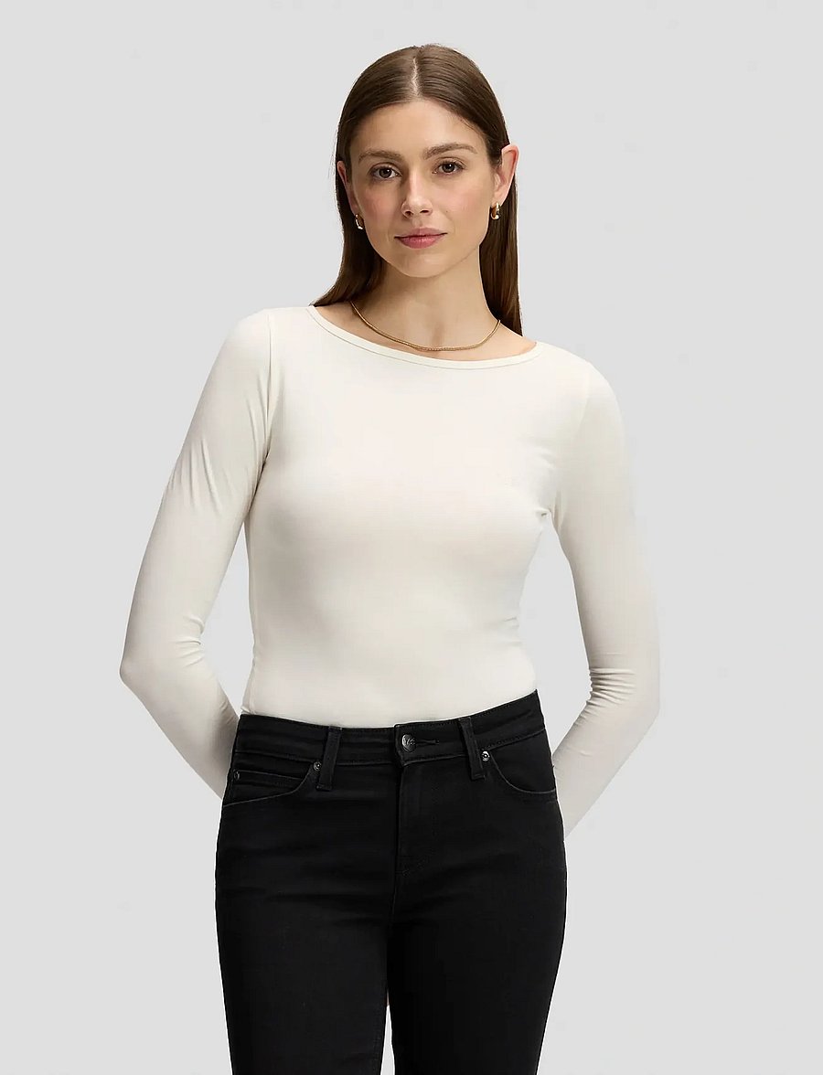 Lee Jeans - LS BOAT NECK TEE - langärmlige tops - ecru - 0