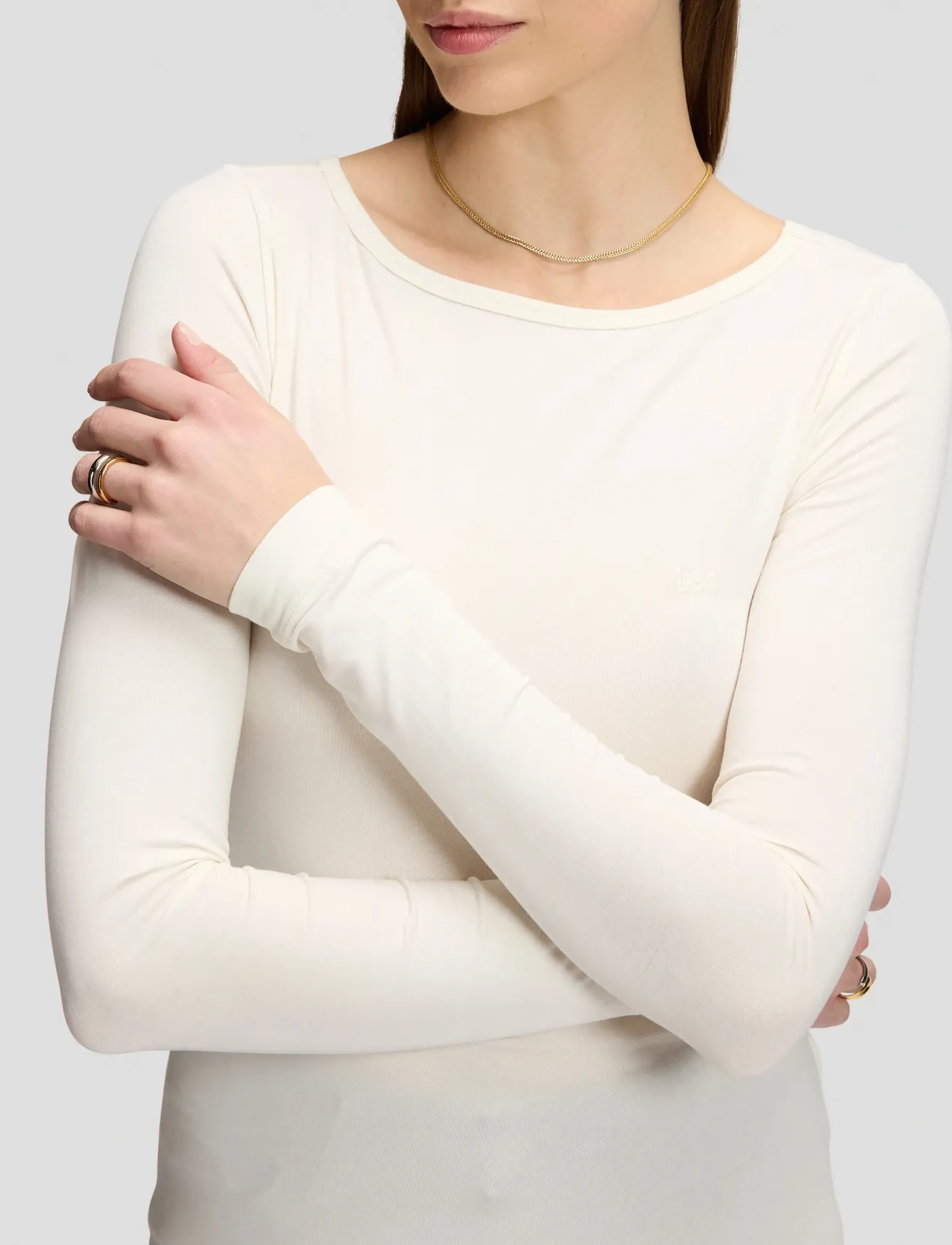 Lee Jeans - LS BOAT NECK TEE - långärmade toppar - ecru - 5