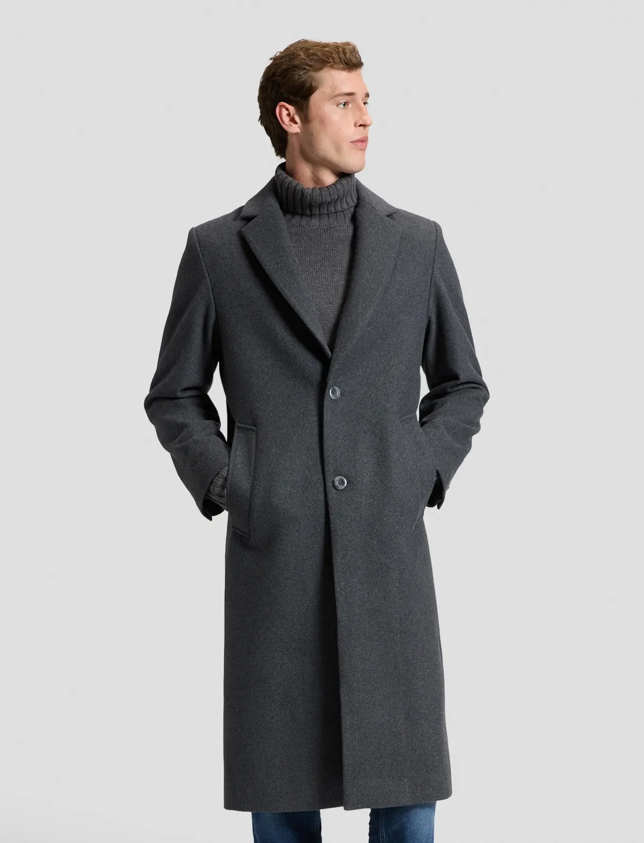 Lee Jeans LONG WOOL CAR COAT - Vinterjackor - HEATHER GREY / grey