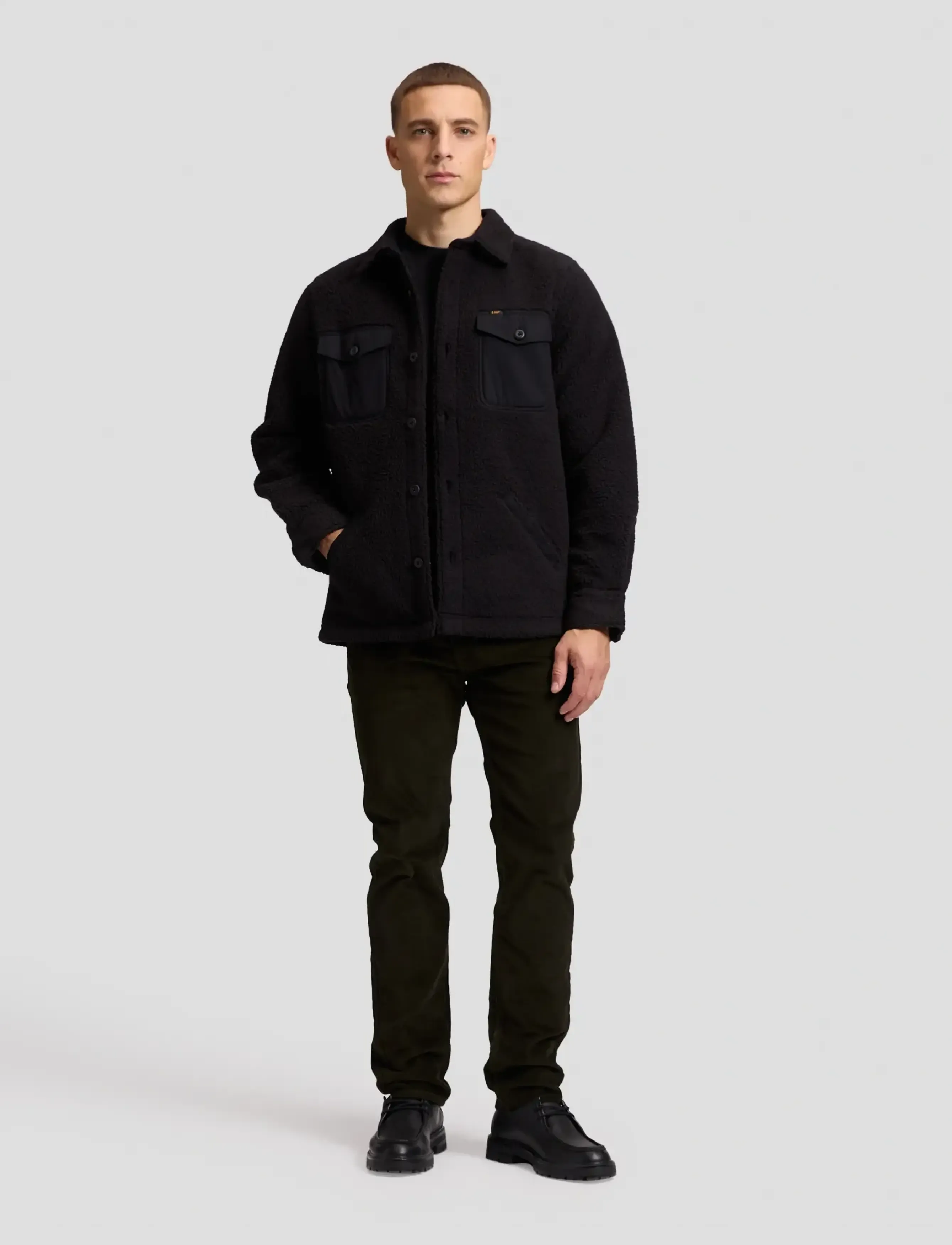 Lee Jeans - MIXED SHERPA OVERSHIRT - vårjackor - black - 3
