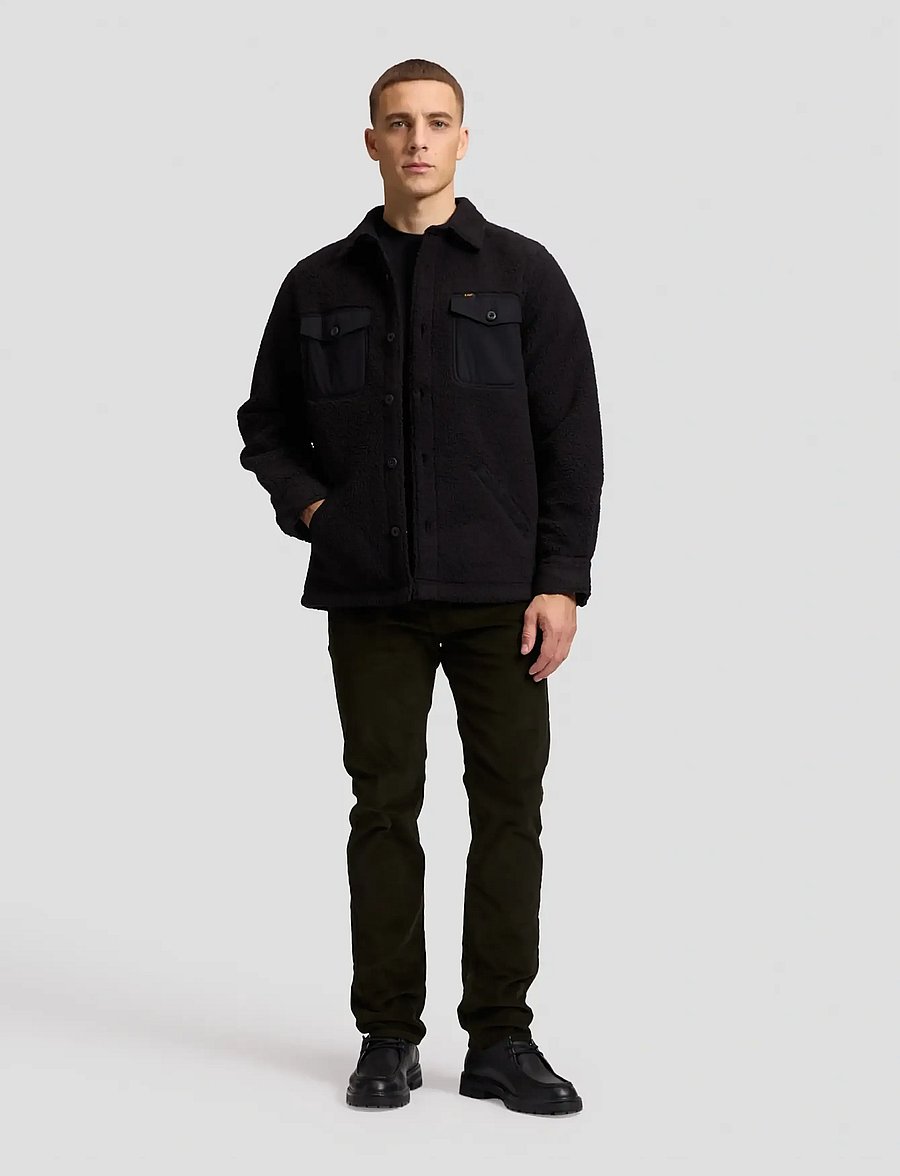 Lee Jeans - MIXED SHERPA OVERSHIRT - vårjackor - black - 3