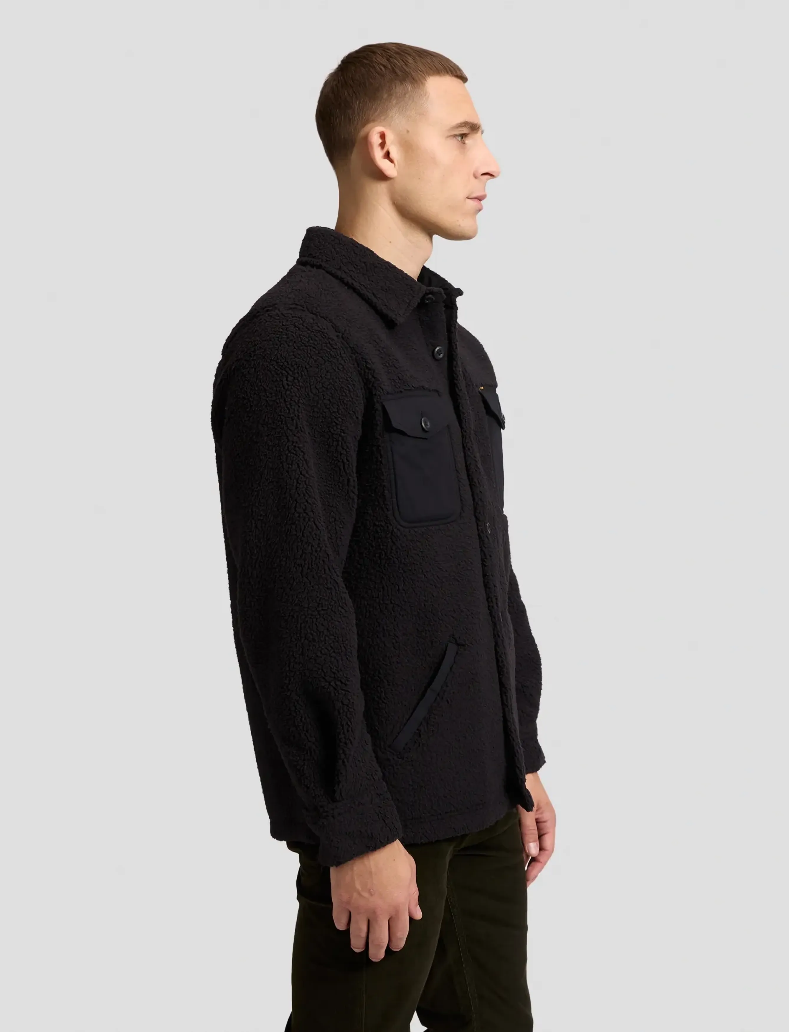 Lee Jeans - MIXED SHERPA OVERSHIRT - vårjackor - black - 4