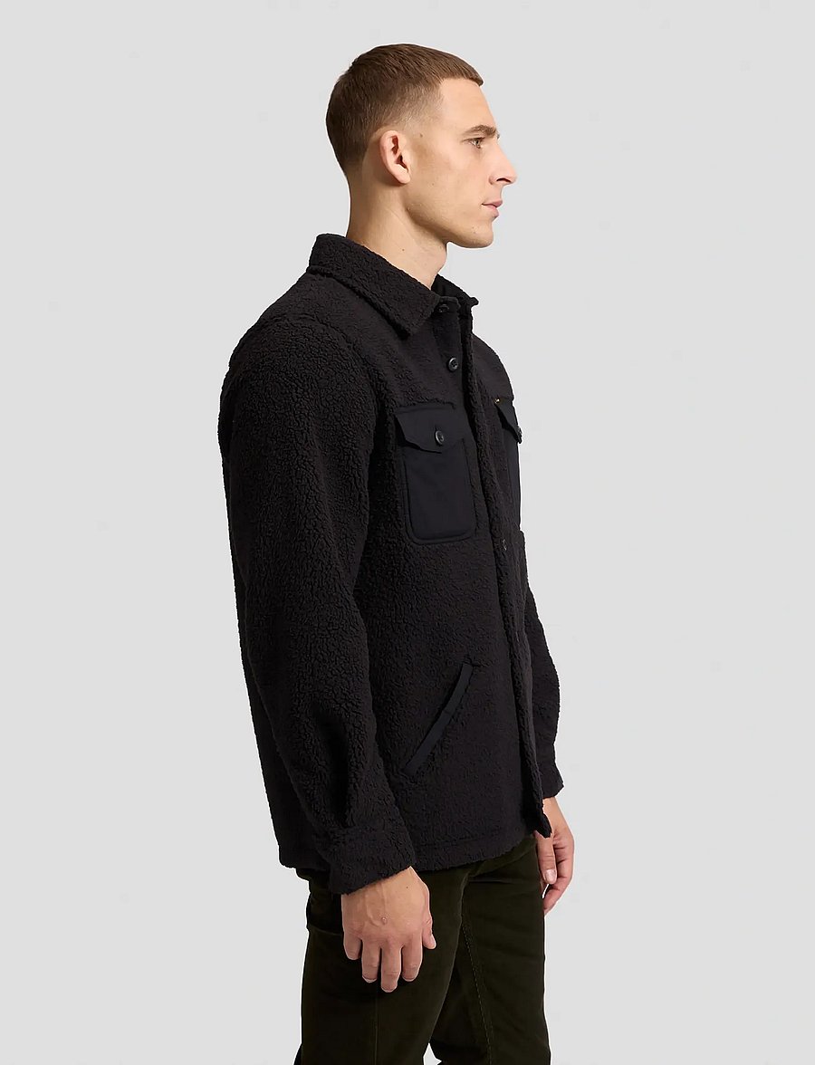Lee Jeans - MIXED SHERPA OVERSHIRT - vårjackor - black - 4