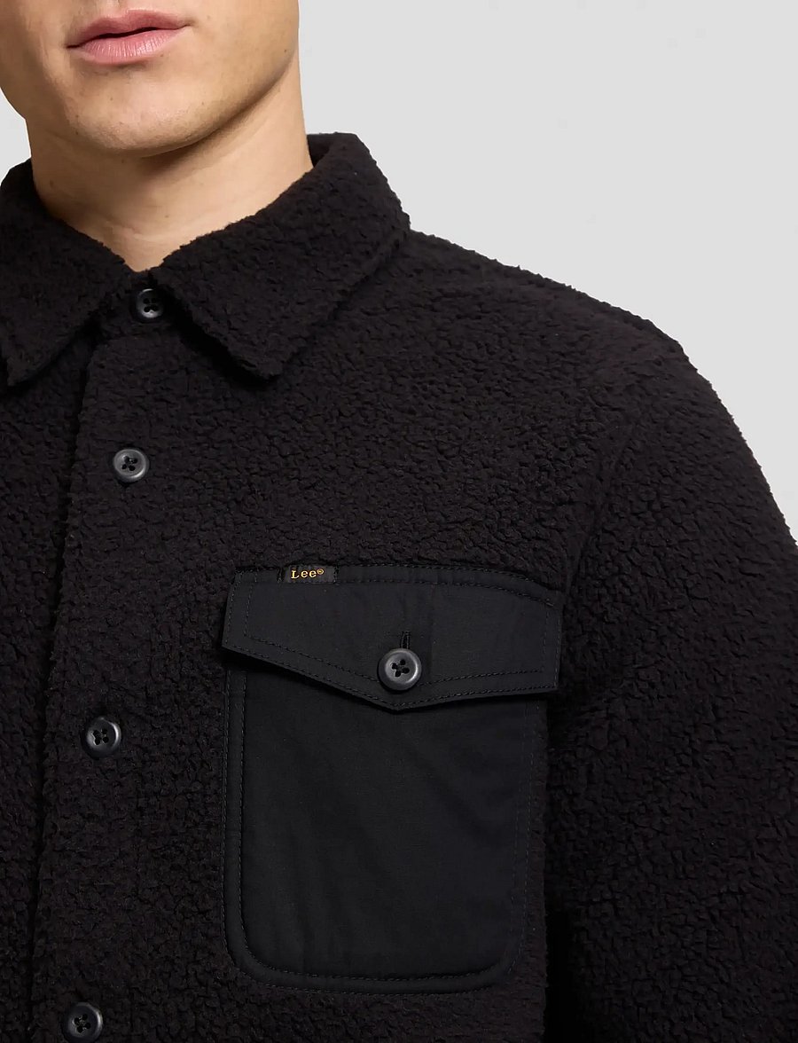 Lee Jeans - MIXED SHERPA OVERSHIRT - vårjackor - black - 5