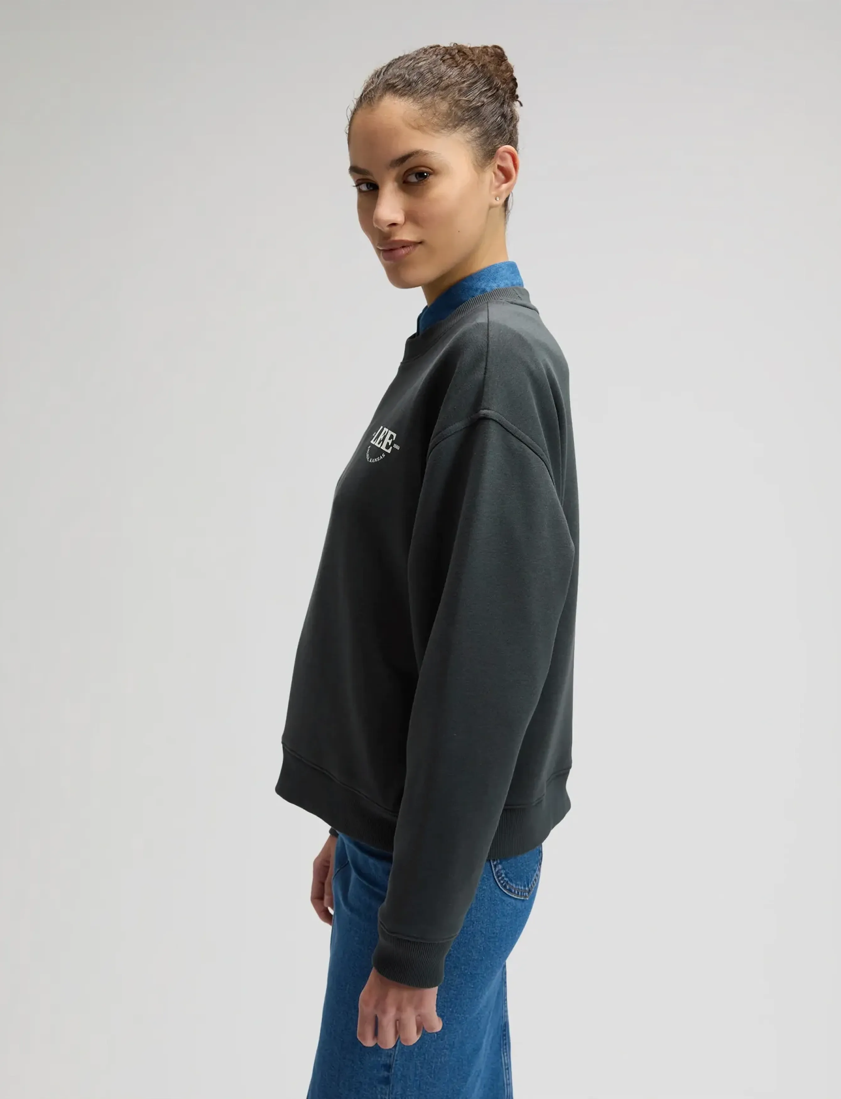 Lee Jeans - LOGO CREW SWS - sweatshirts & hættetrøjer - washed black - 4