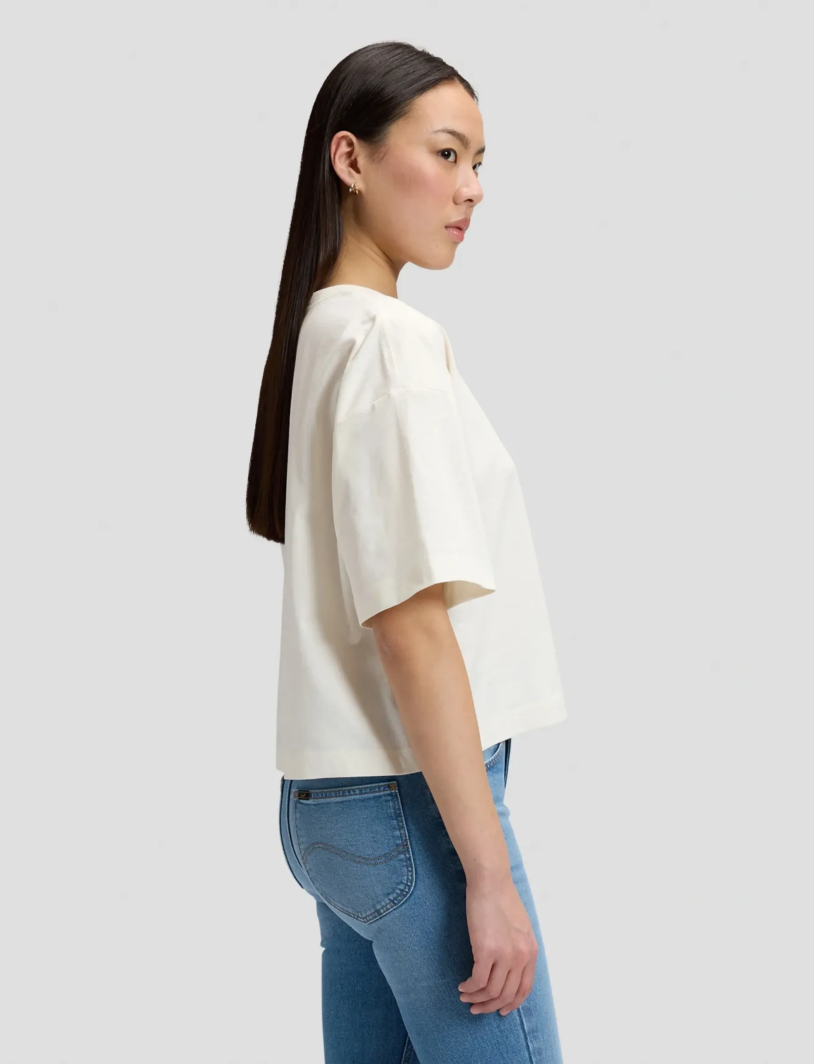 Lee Jeans - SS CROPPED TEE - crop tops - ecru - 4
