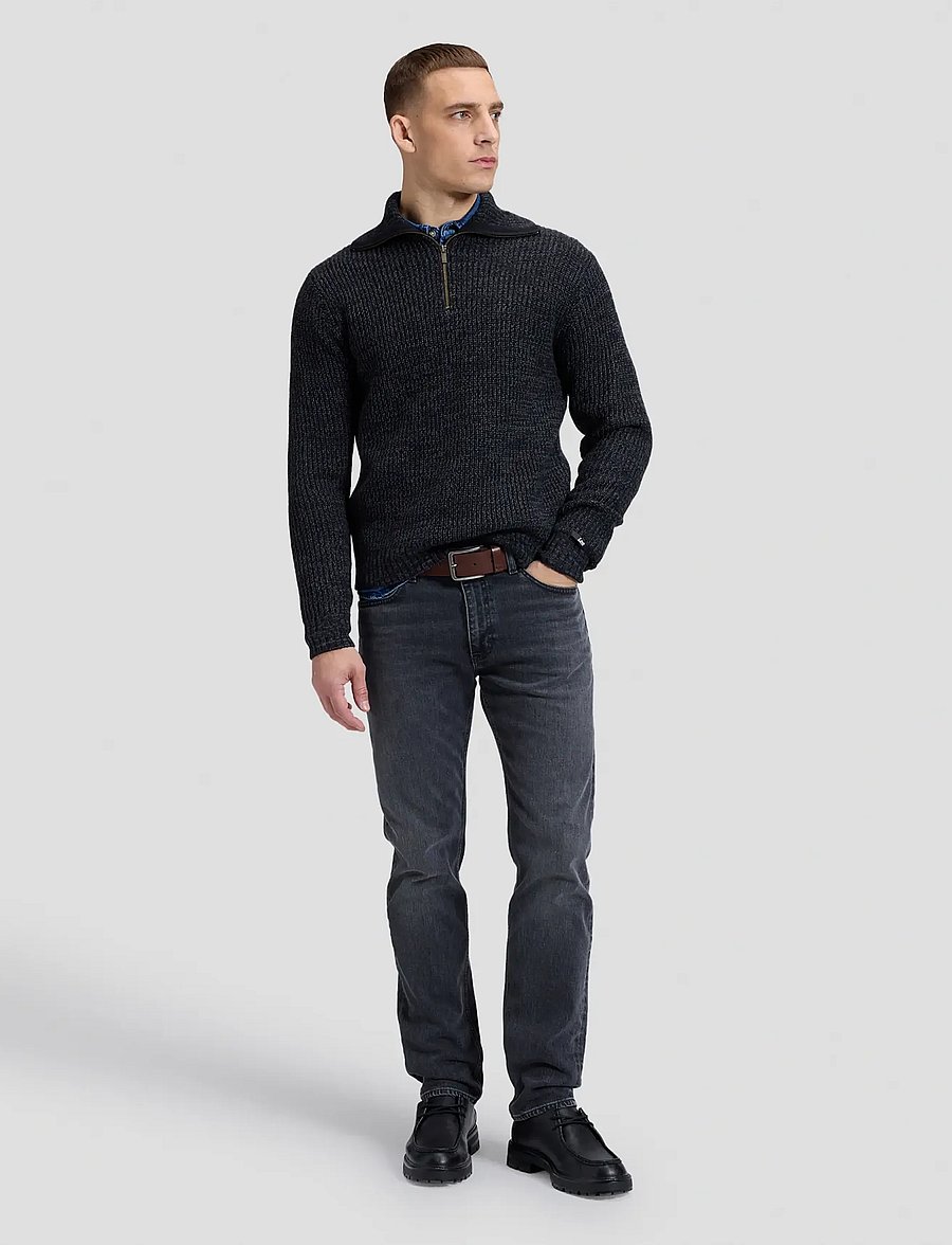 Lee Jeans - MOCK NECK ZIP - half zip jumpers - black grey heather - 3