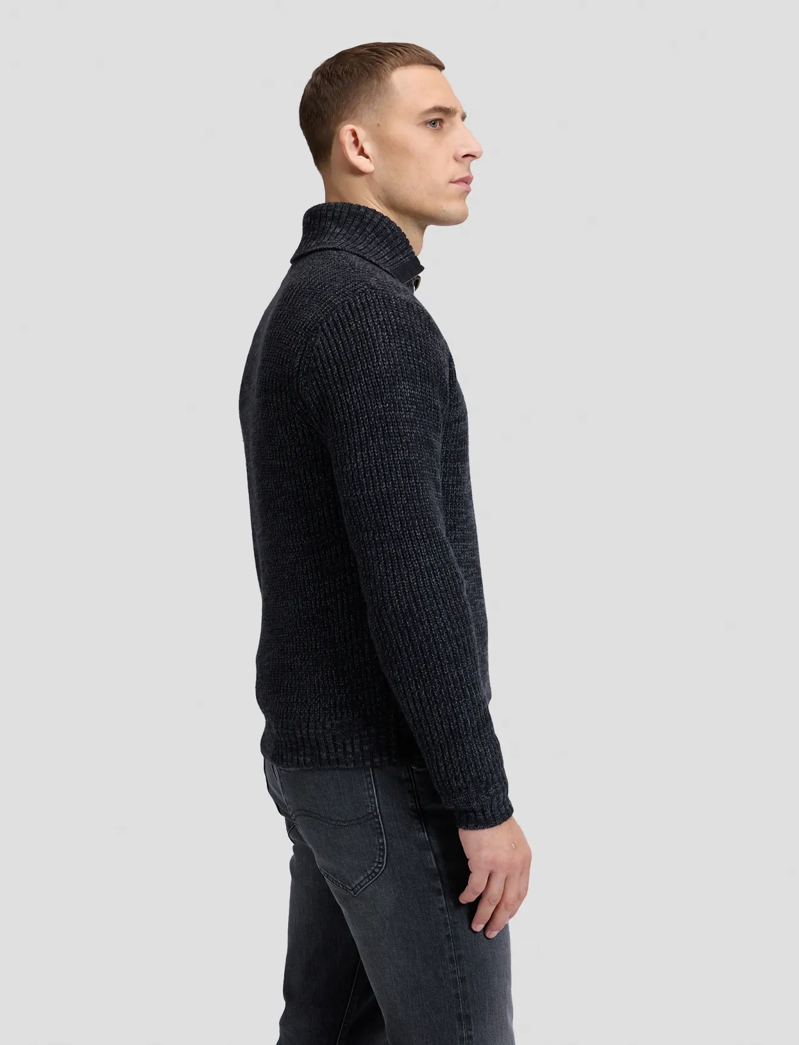 Lee Jeans - MOCK NECK ZIP - half zip jumpers - black grey heather - 4