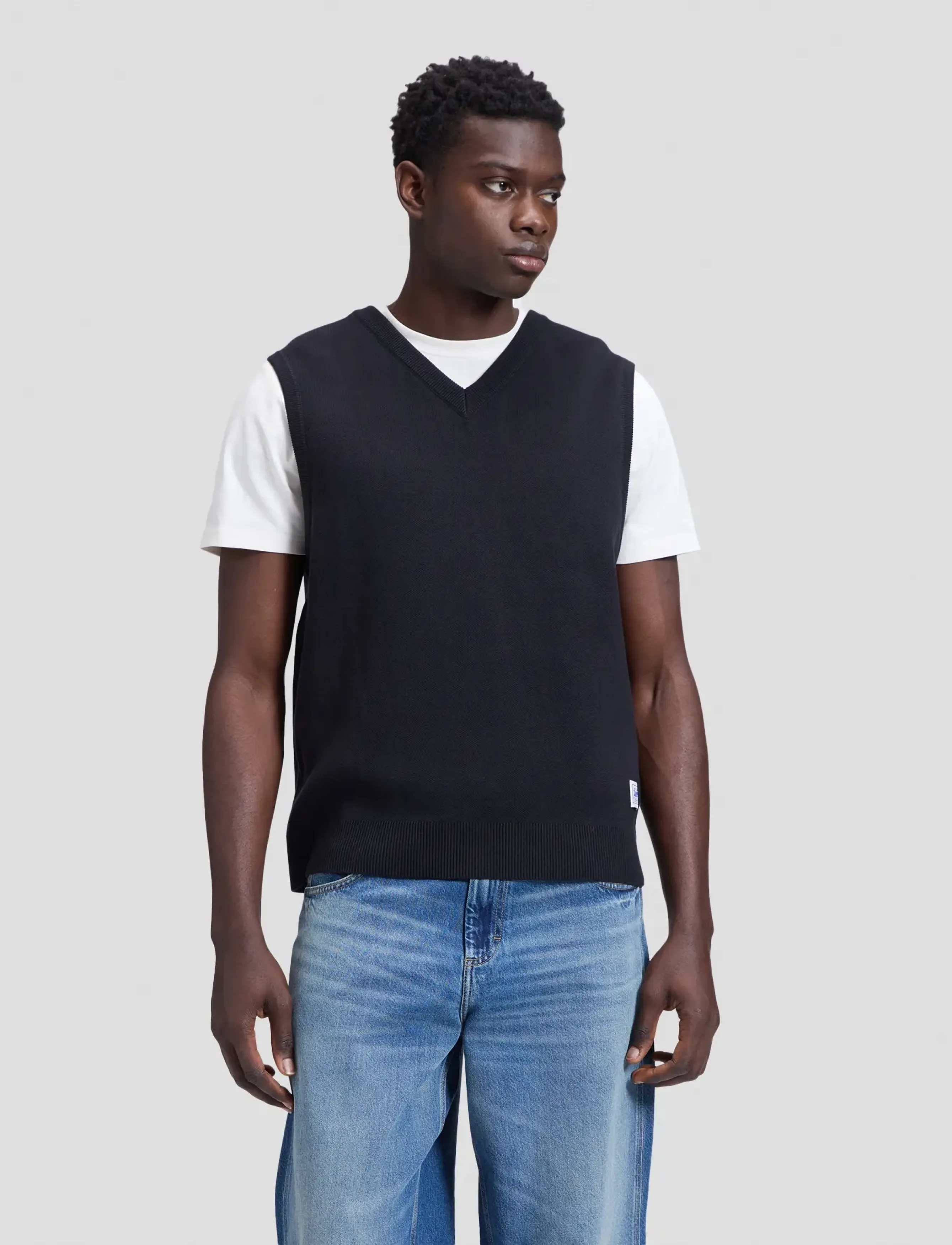 Lee Jeans Workwear Knit Vest, S, Black, Strik > V-Halse, Herre