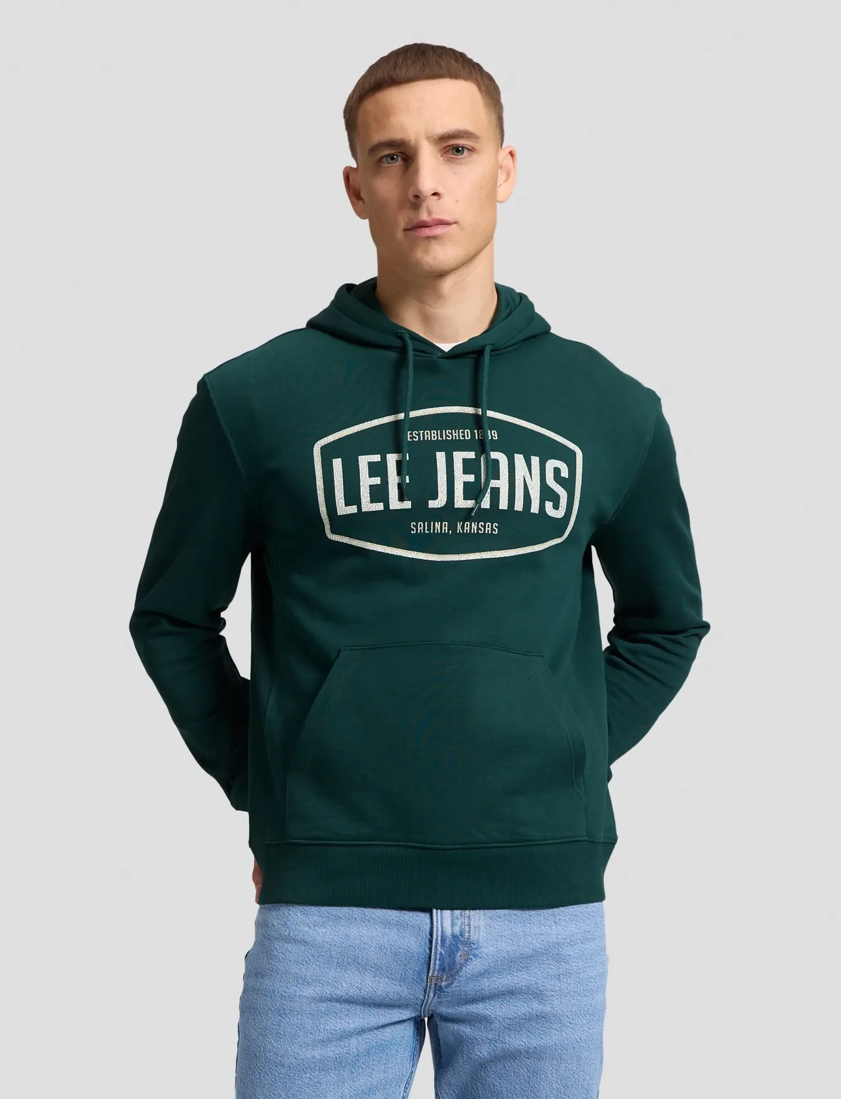 Lee Jeans BIG LOGO HOODIE - Hoodies - JADE FOREST / green