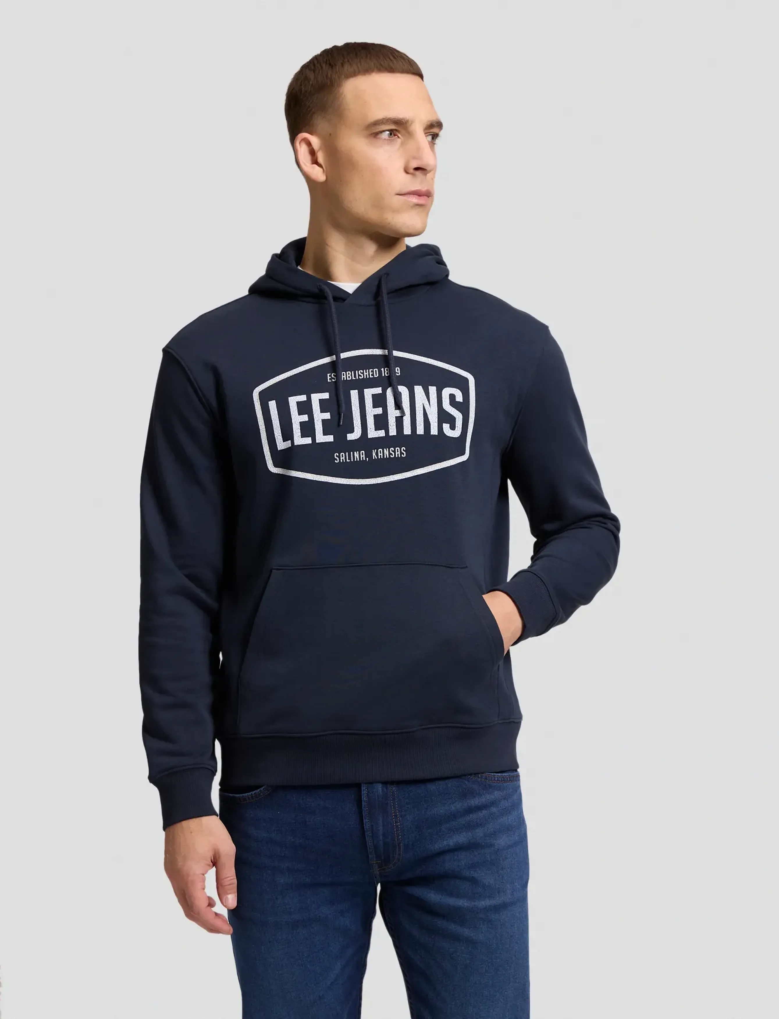 Lee Jeans BIG LOGO HOODIE - Hoodies - REBEL NAVY / navy