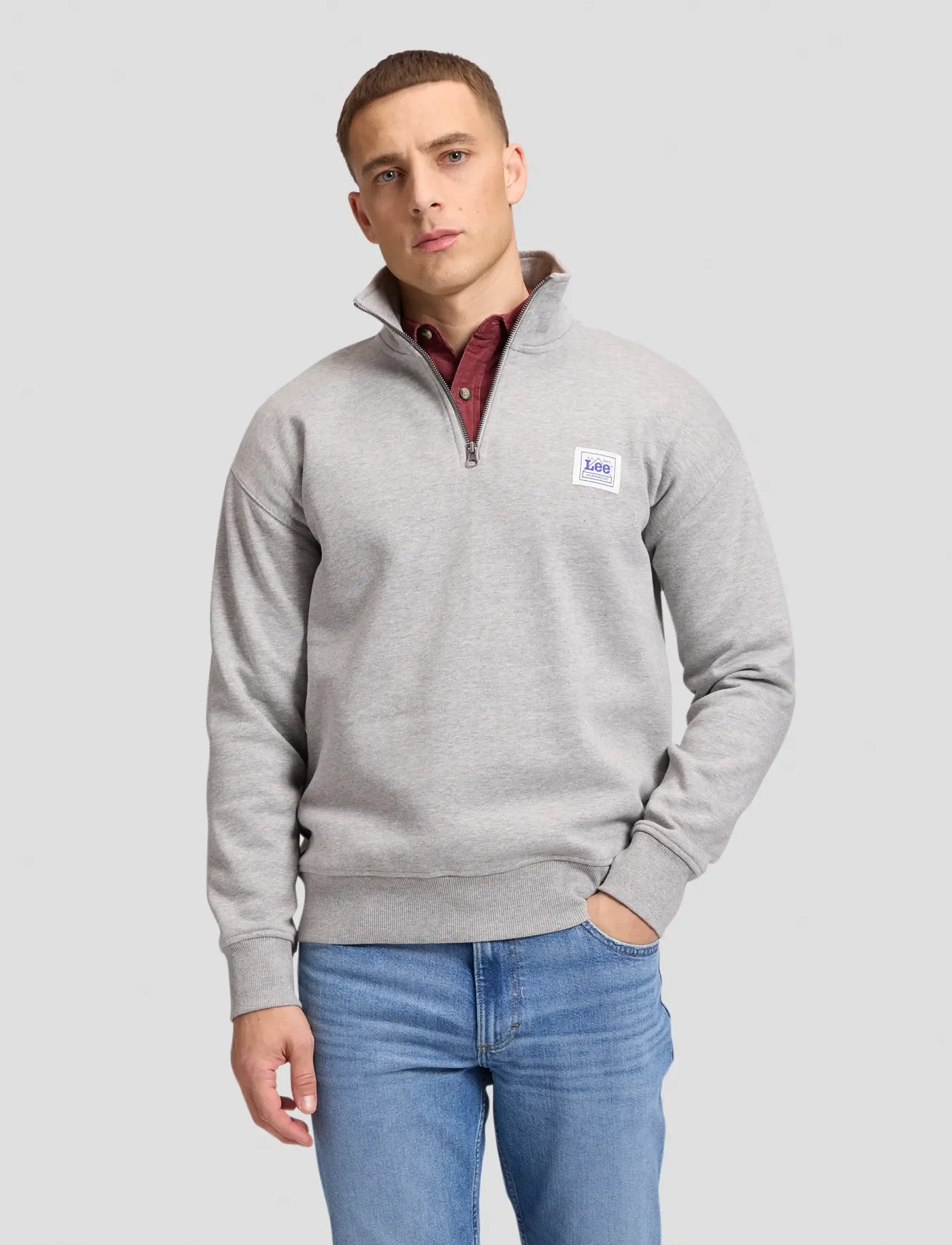 Lee Jeans WORKWEAR HALF ZIP - Strik - GREY MELE / grey