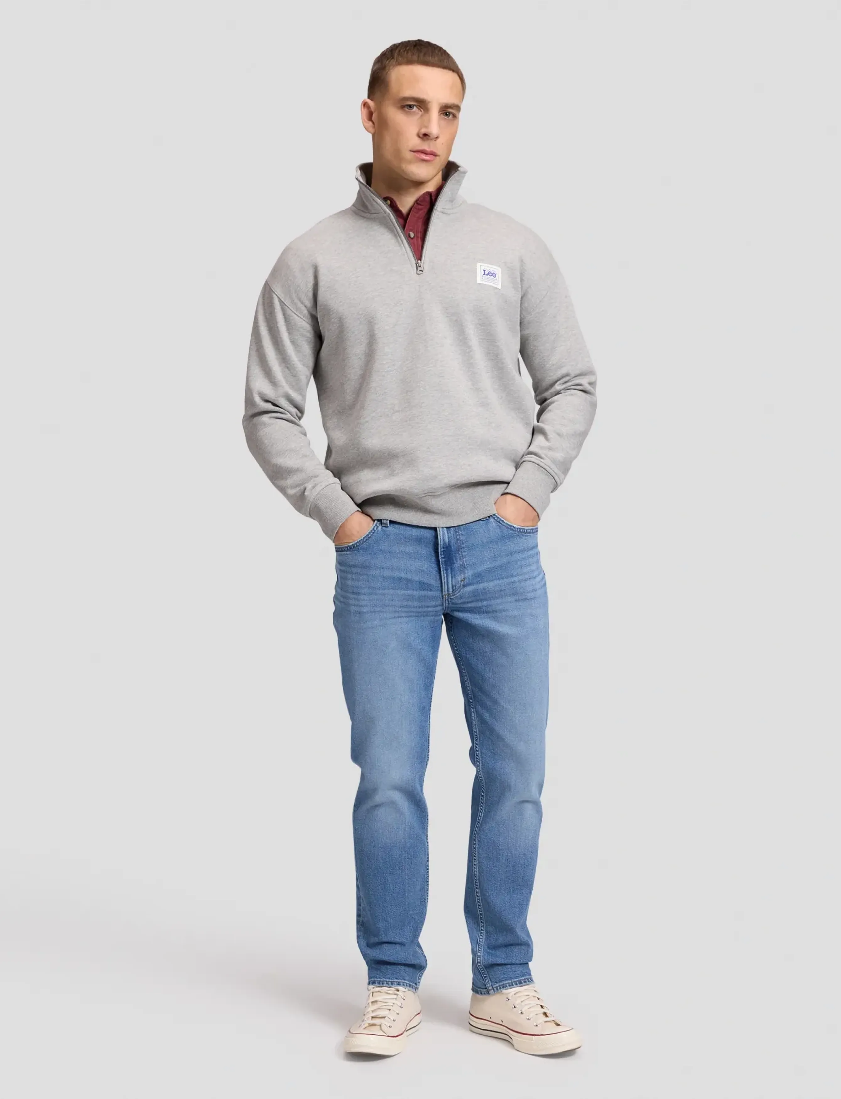 Lee Jeans - WORKWEAR HALF ZIP - halfzip strik - grey mele - 3