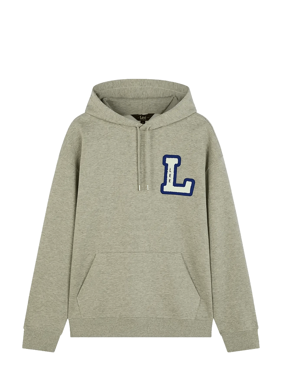 Lee Jeans - VARSITY HOODIE - hoodies - mid grey mele - 1
