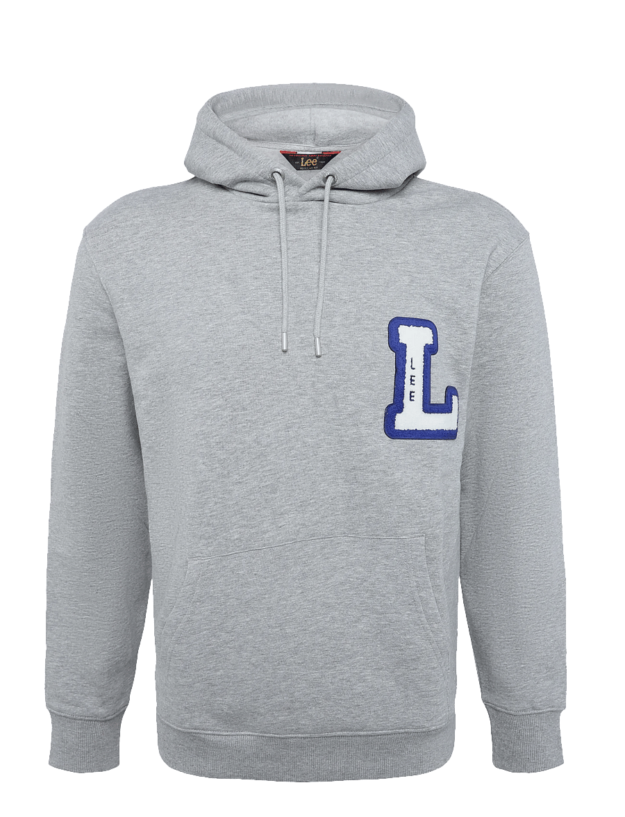 Lee Jeans - VARSITY HOODIE - kapuutsiga pusad - mid grey mele - 1