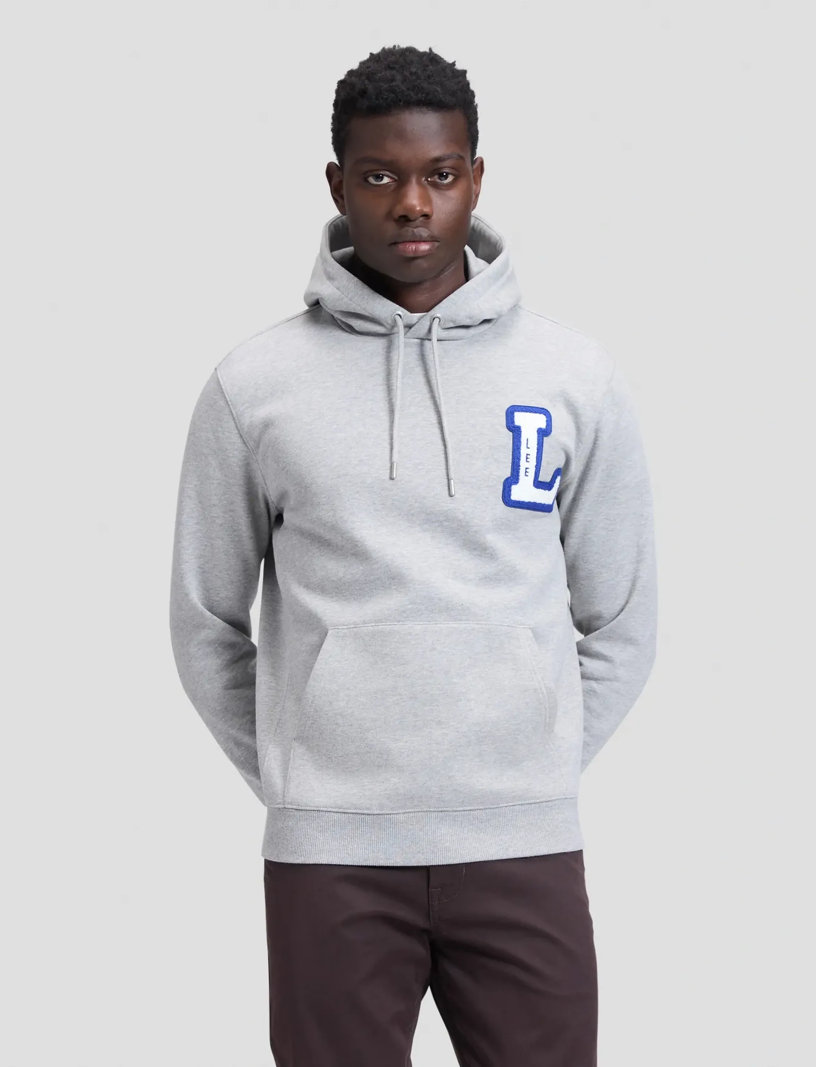 Lee Jeans VARSITY HOODIE - Hoodies - MID GREY MELE / grey