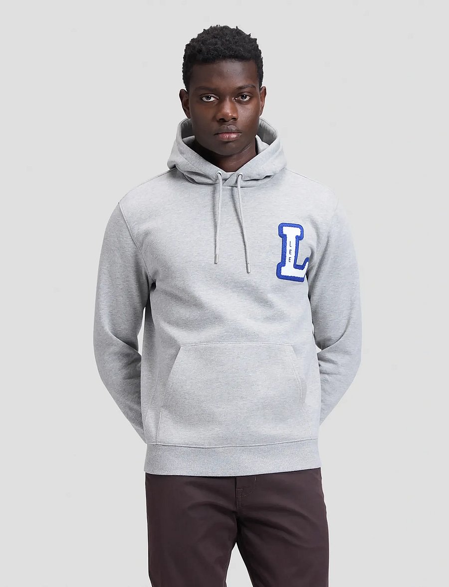 Lee Jeans - VARSITY HOODIE - hoodies - mid grey mele - 0