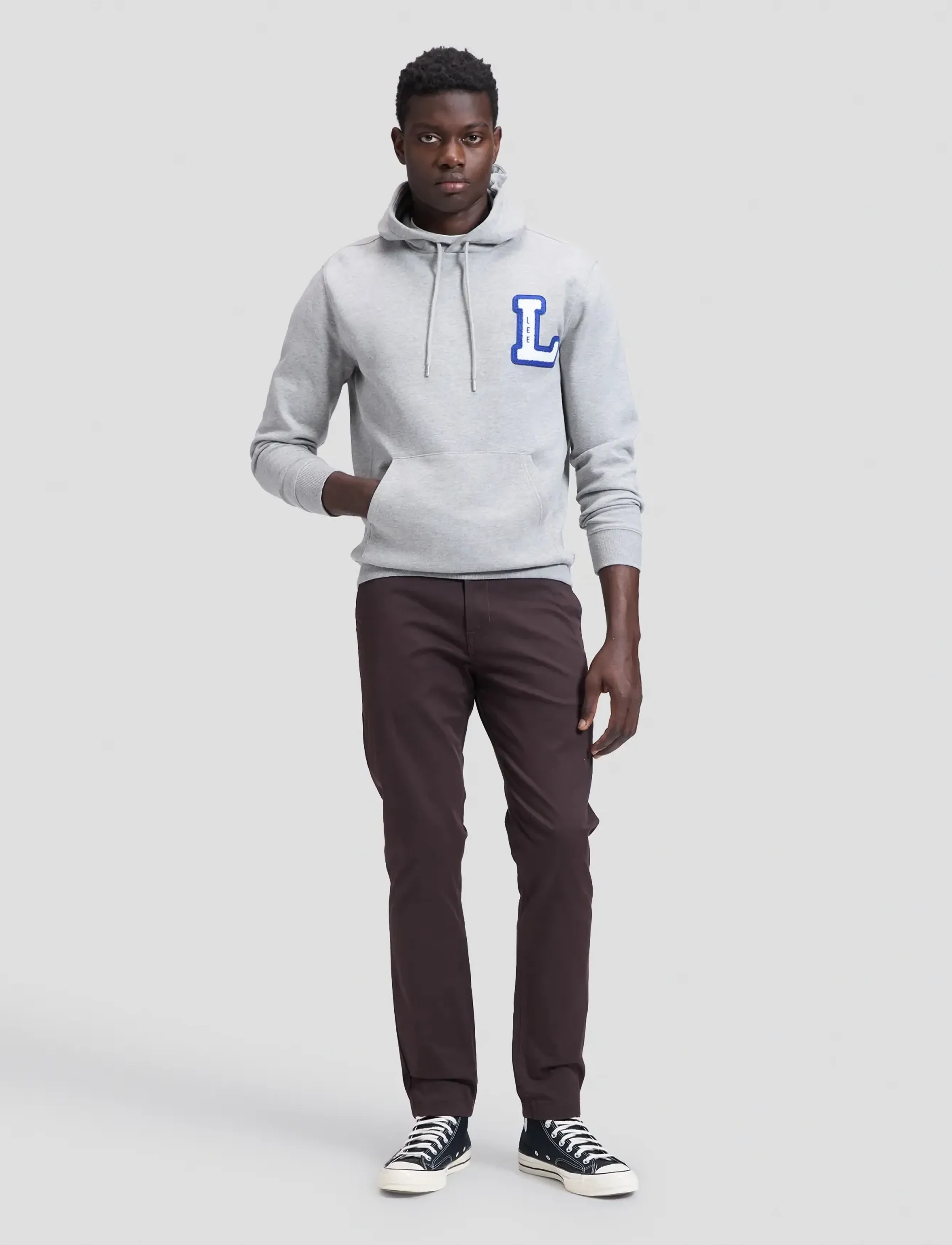 Lee Jeans - VARSITY HOODIE - hoodies - mid grey mele - 3