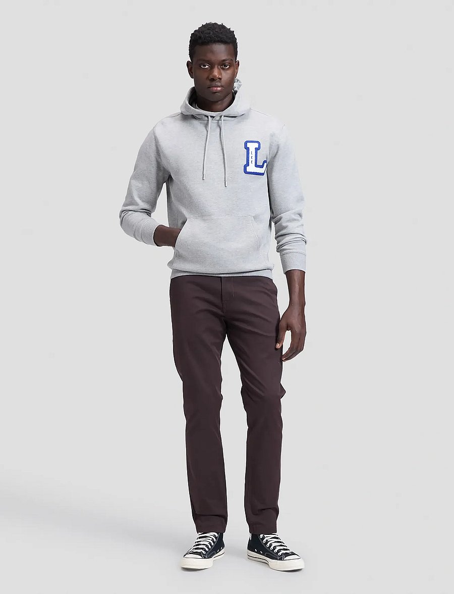 Lee Jeans - VARSITY HOODIE - hoodies - mid grey mele - 3