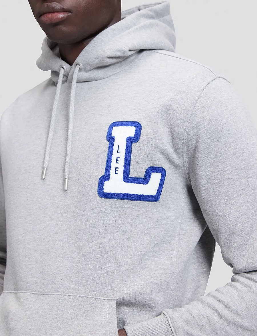 Lee Jeans - VARSITY HOODIE - hoodies - mid grey mele - 5