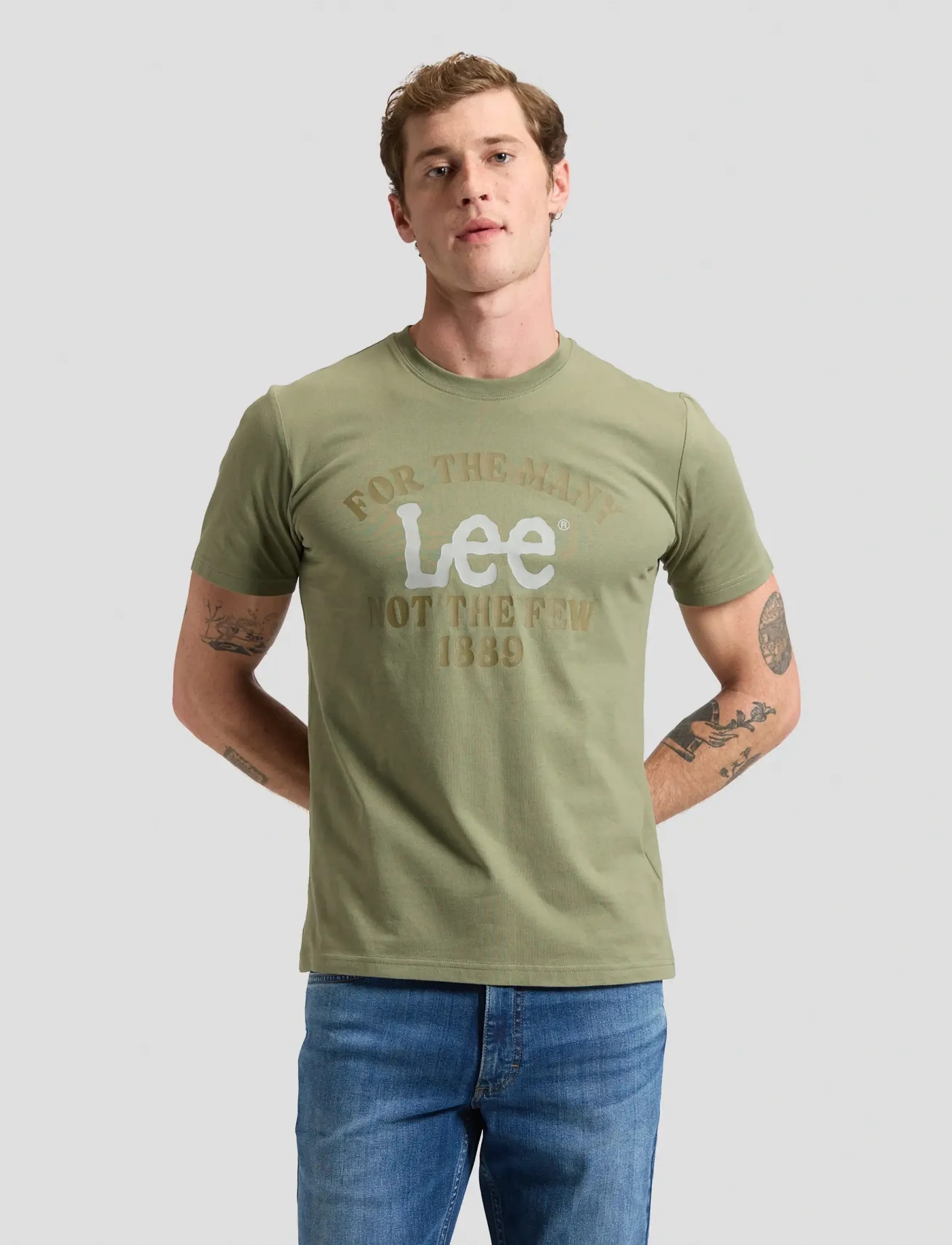 Lee Jeans BIG LOGO TEE - Short-sleeved t-shirts - OLIVE STONE / khaki/green