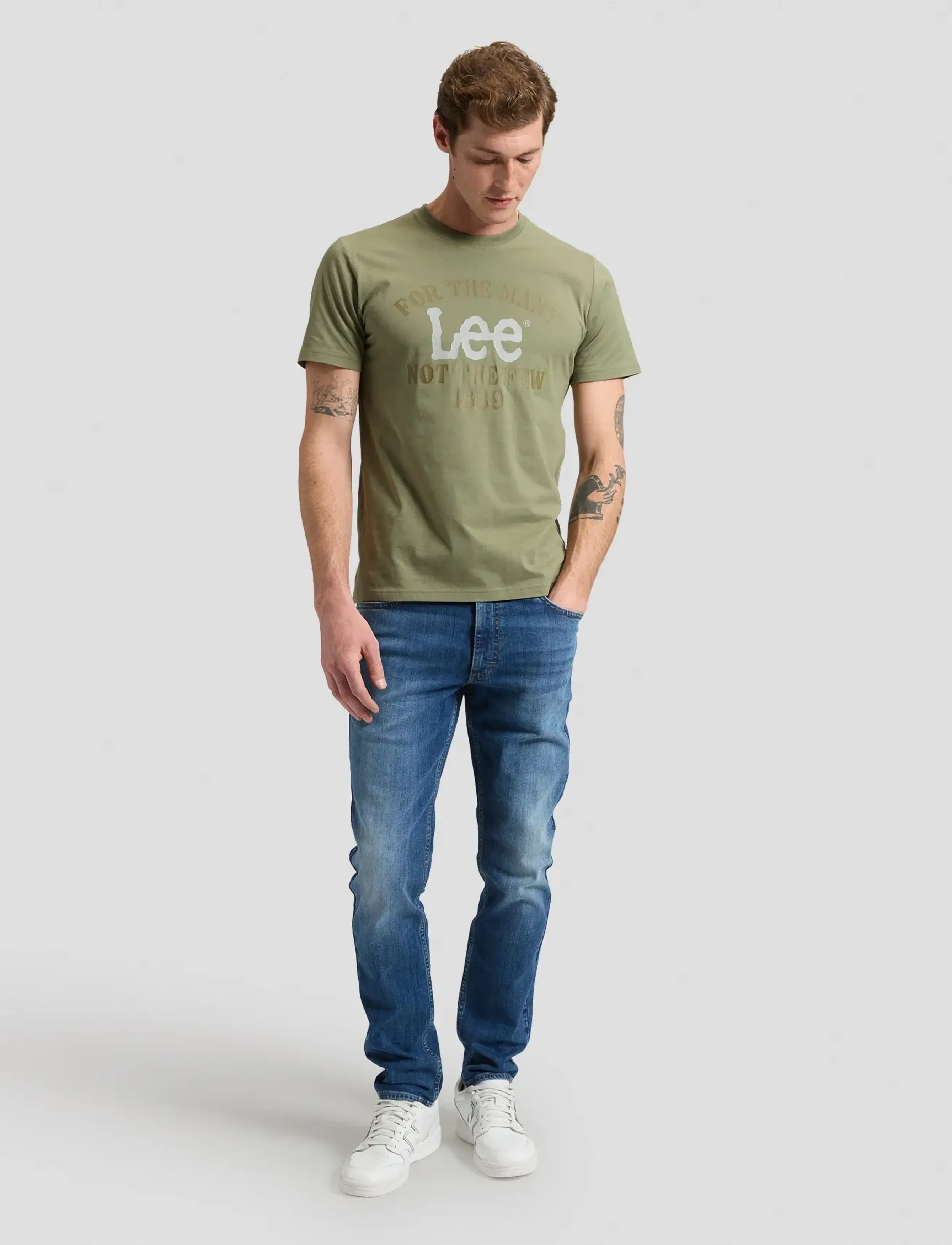 Lee Jeans - BIG LOGO TEE - short-sleeved t-shirts - olive stone - 2