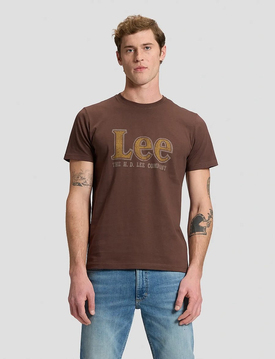 Lee Jeans - LEE AMERICANA TEE - kurzärmelige t-shirts - shaved chocolate - 0