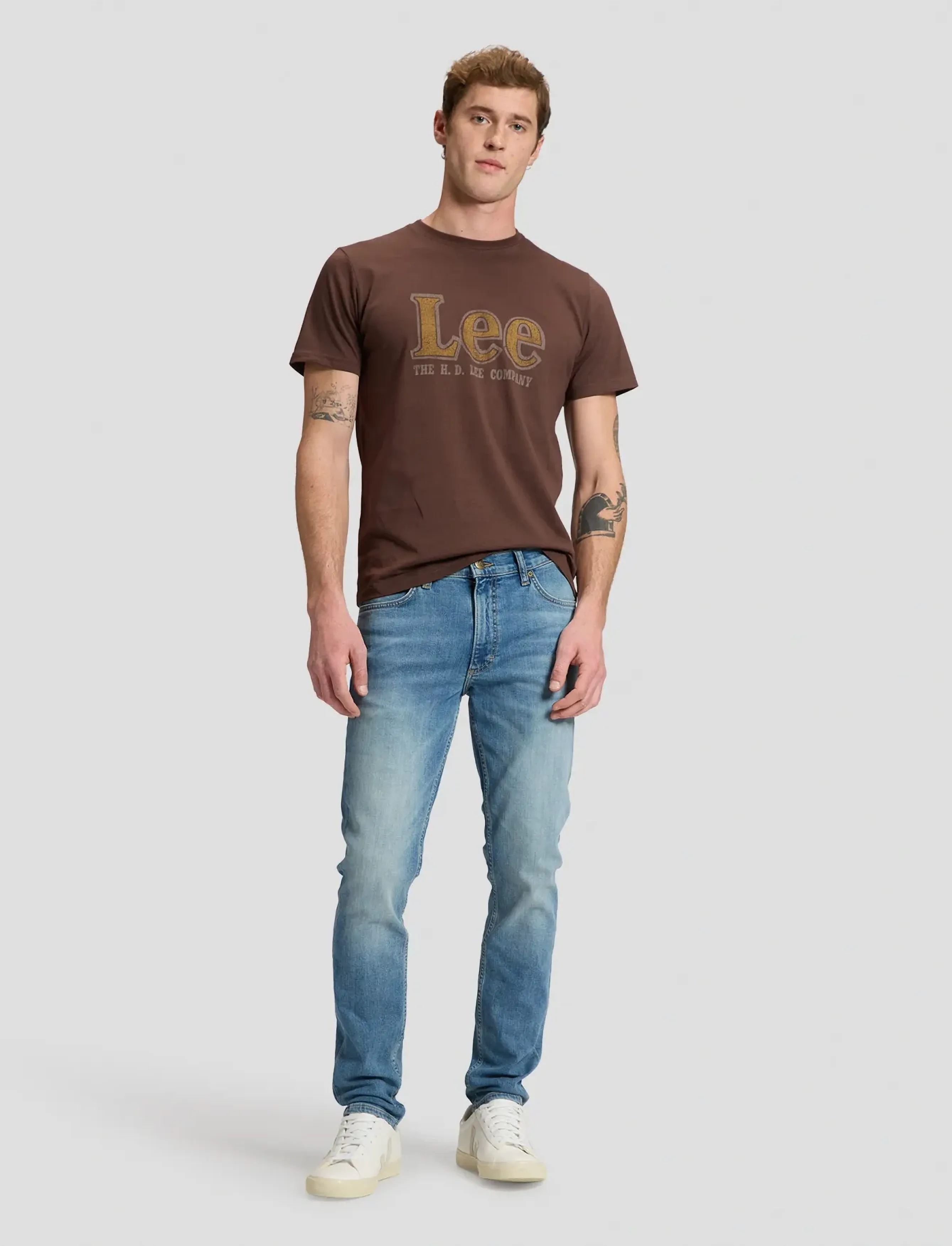 Lee Jeans - LEE AMERICANA TEE - short-sleeved t-shirts - shaved chocolate - 4