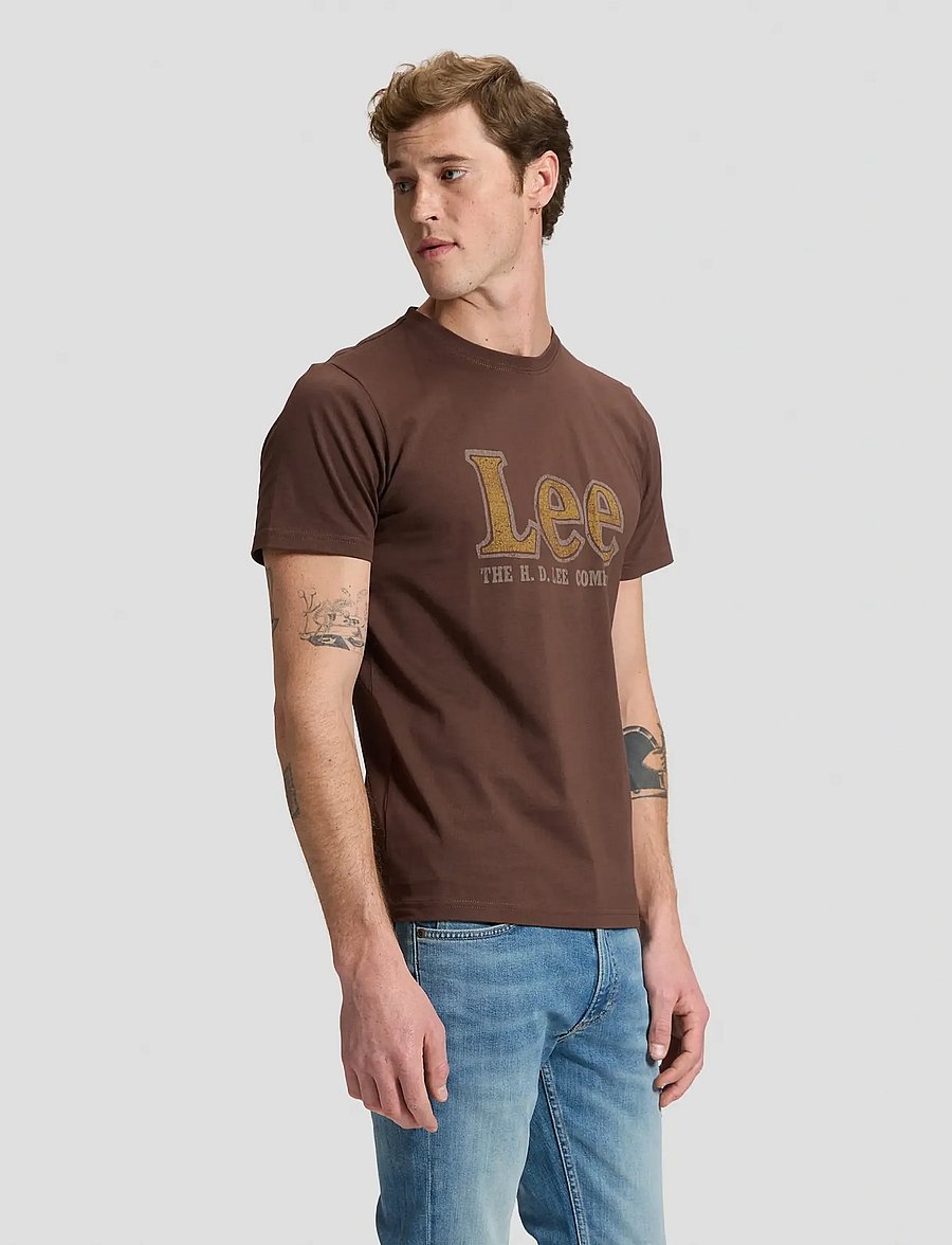 Lee Jeans - LEE AMERICANA TEE - kurzärmelige t-shirts - shaved chocolate - 5