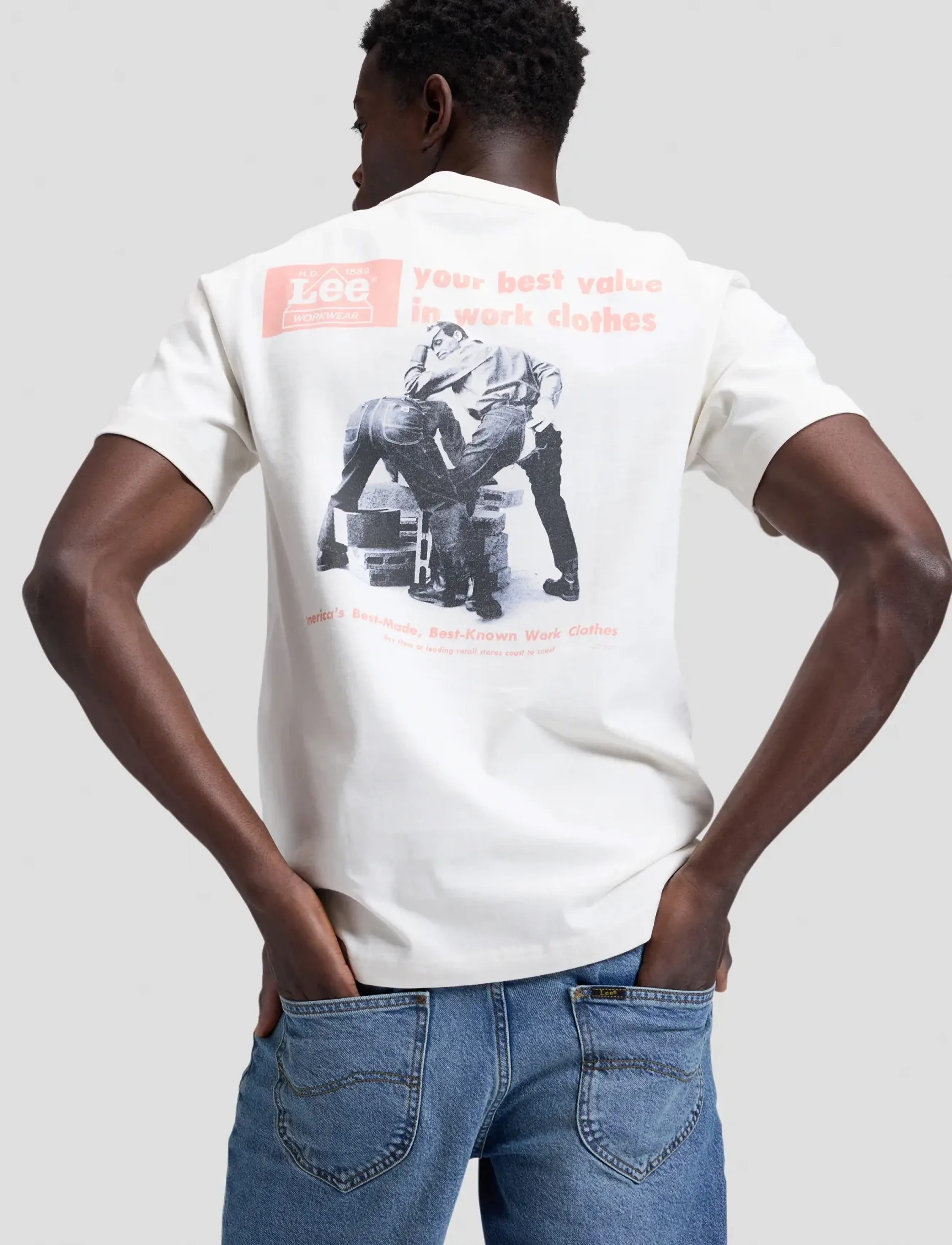 Lee Jeans Workwear Quality Tee, S, Cream, T-Shirts > Kortærmede, Herre