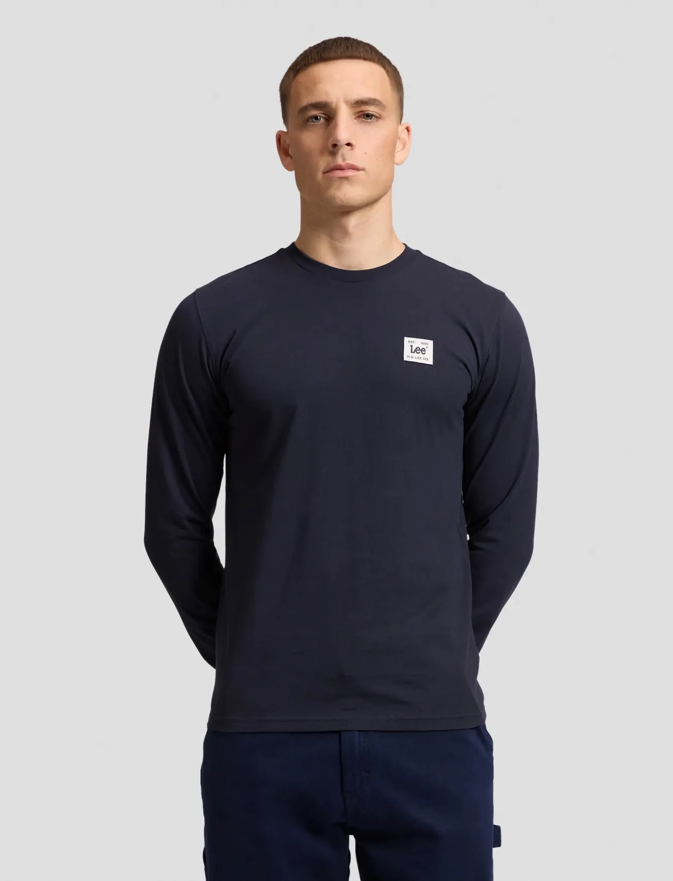 Lee Jeans LS WOVEN LABEL TEE - T-särgid - REBEL NAVY / navy