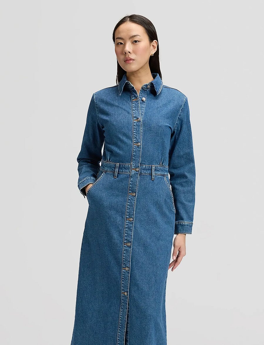 Lee Jeans - ALL PURPOSE MAXI DRESS - skjortklänningar - indigo twist - 0