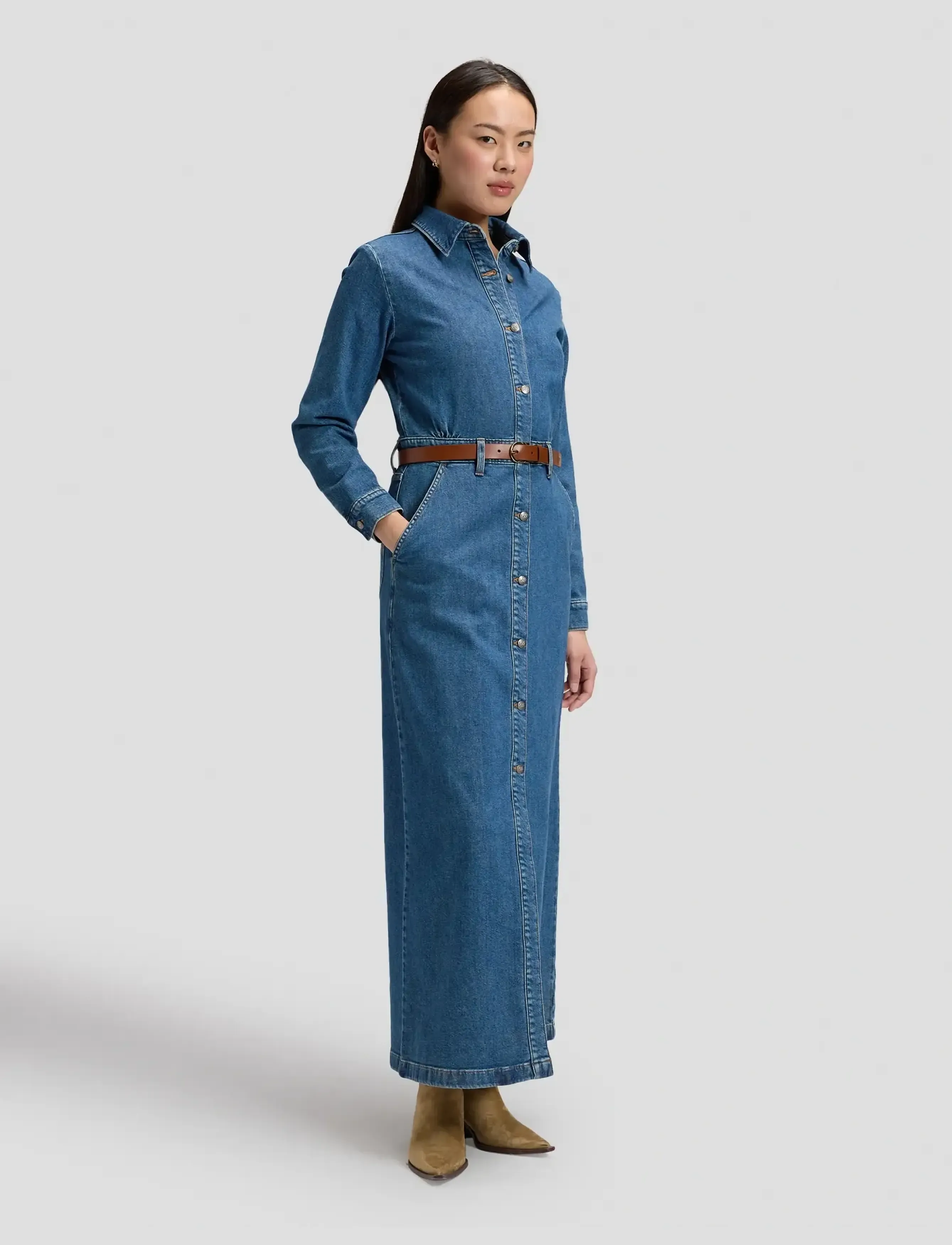 Lee Jeans - ALL PURPOSE MAXI DRESS - skjortklänningar - indigo twist - 2