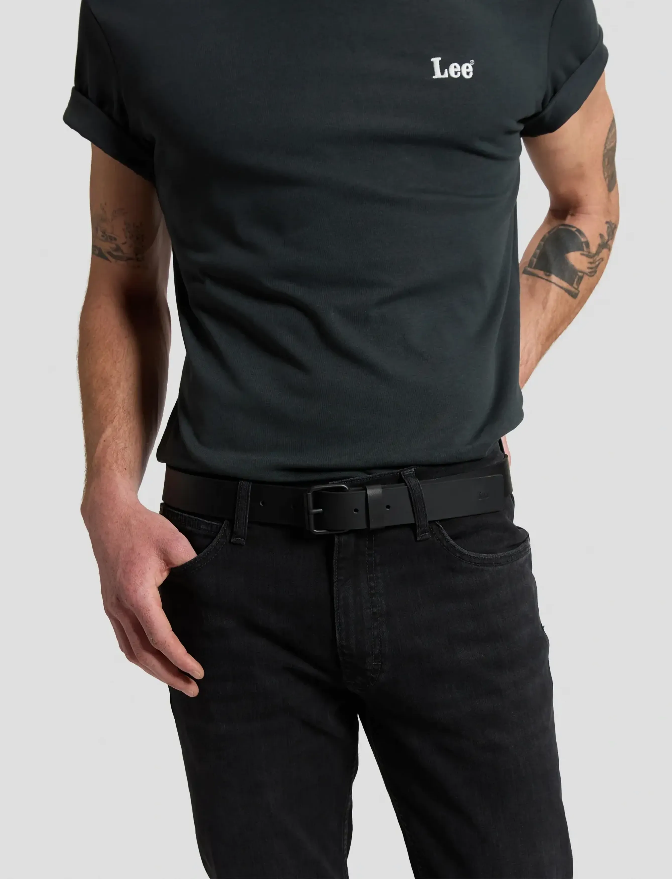 Lee Jeans Men Basic Belt, 100, Belts, Schwarz - Classic Männerswear