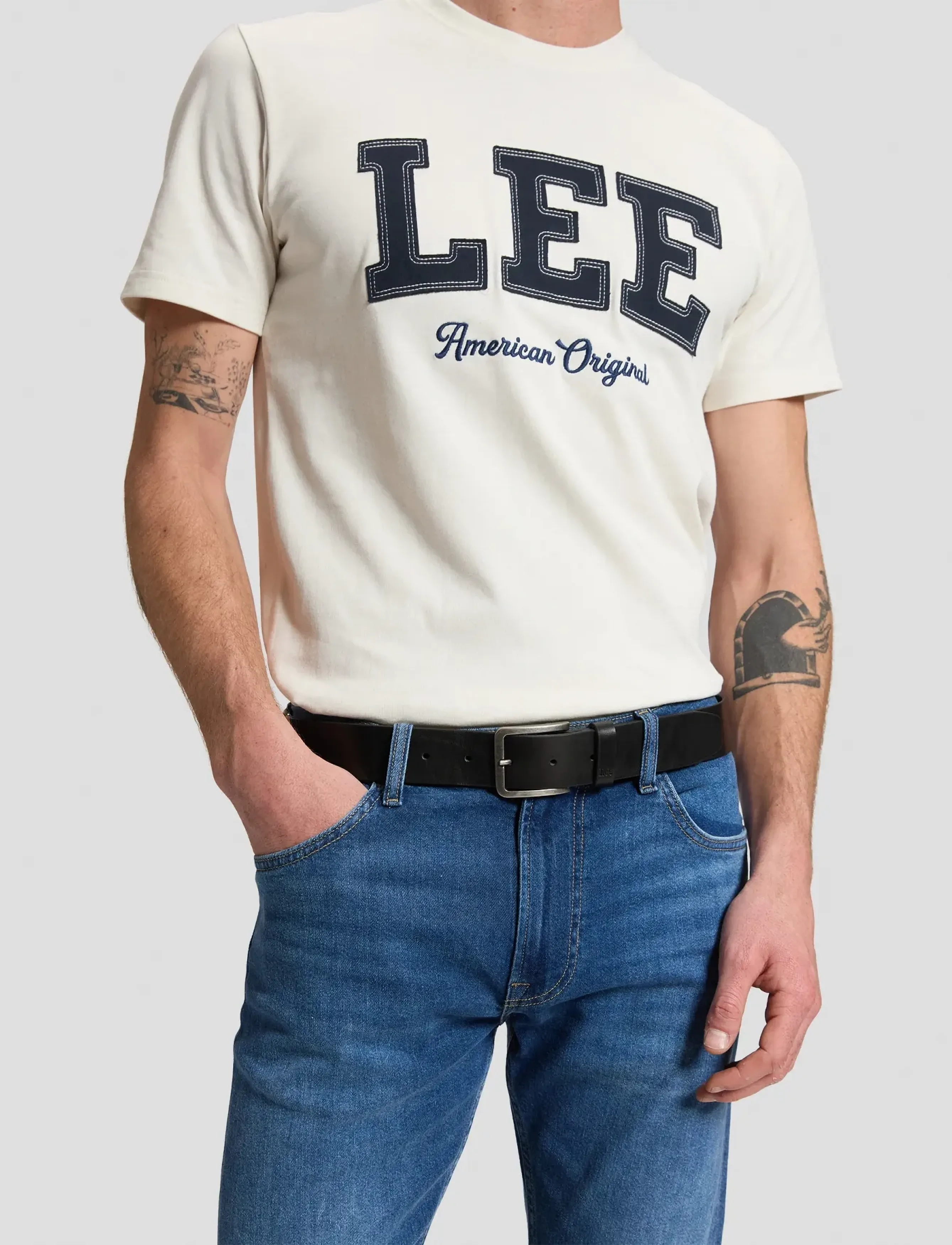 Lee Jeans Embossed Logo Belt, 105, Black, Bælter > Klassiske Bælter, Herre