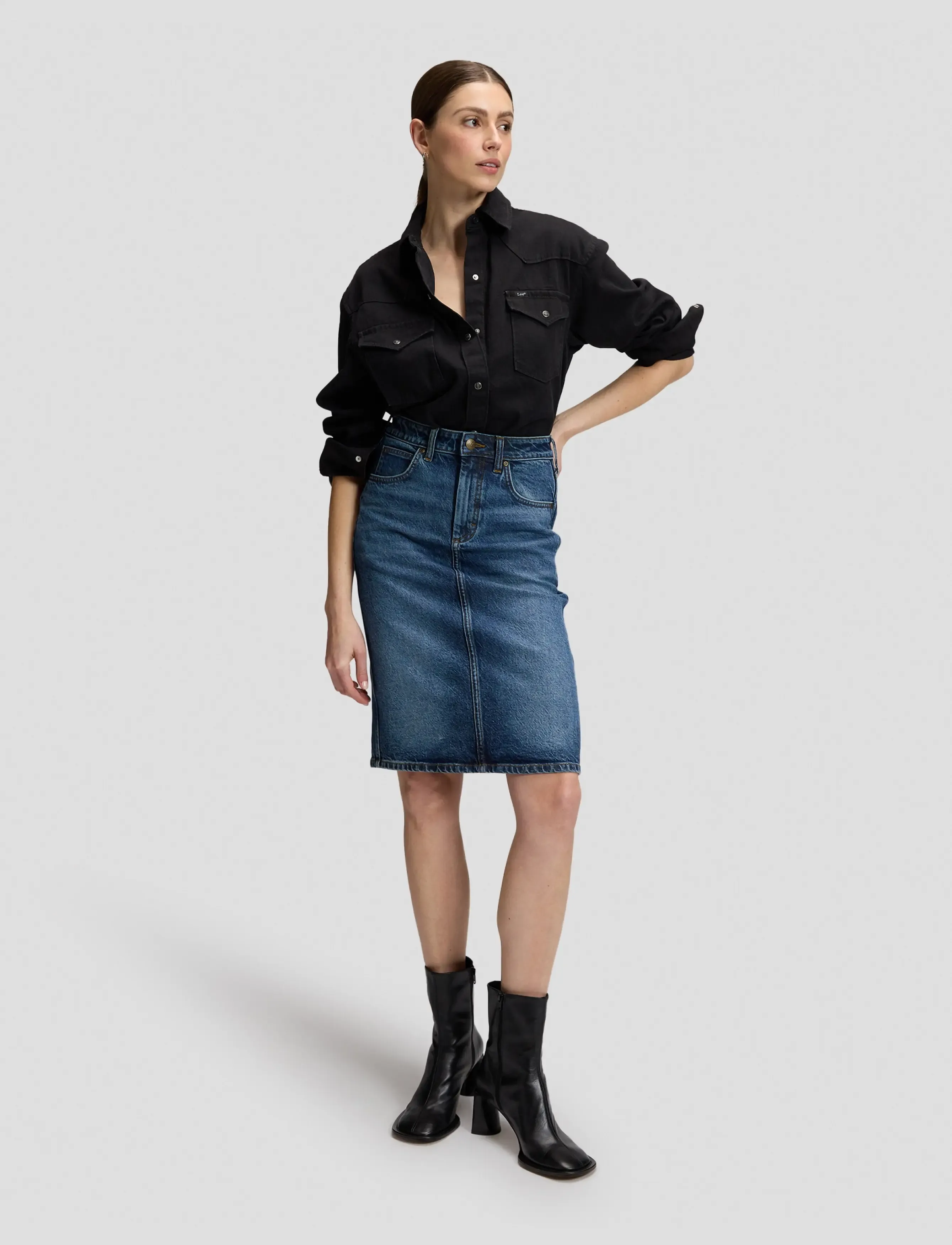 Lee Jeans MIDI SKIRT - Džinsa svārki - FLASH BLUE / blue