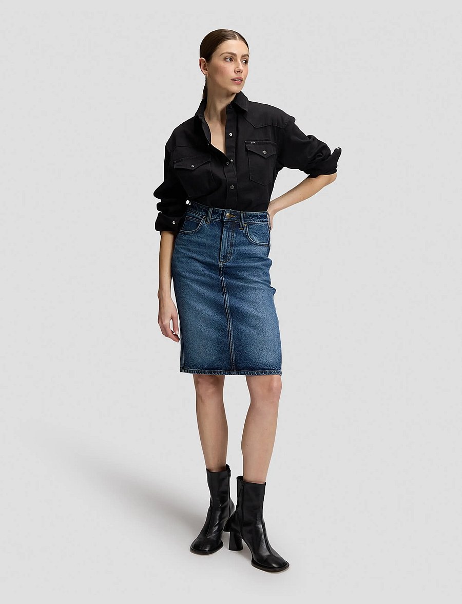 Lee Jeans - MIDI SKIRT - jeanskjolar - flash blue - 0