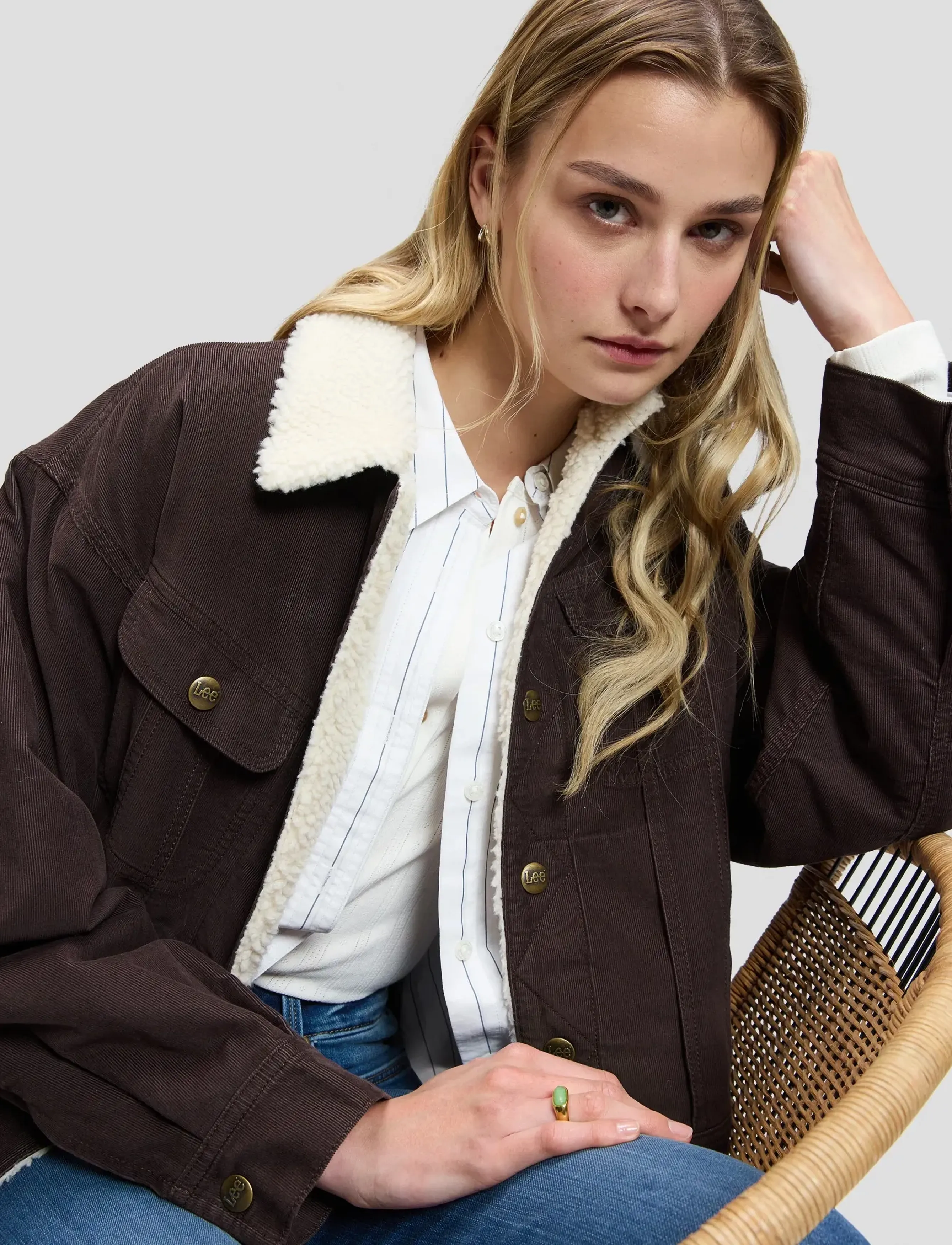 Lee Jeans - RELAXED SHERPA RIDER JKT - jeansjacken - chocolate torte - 2