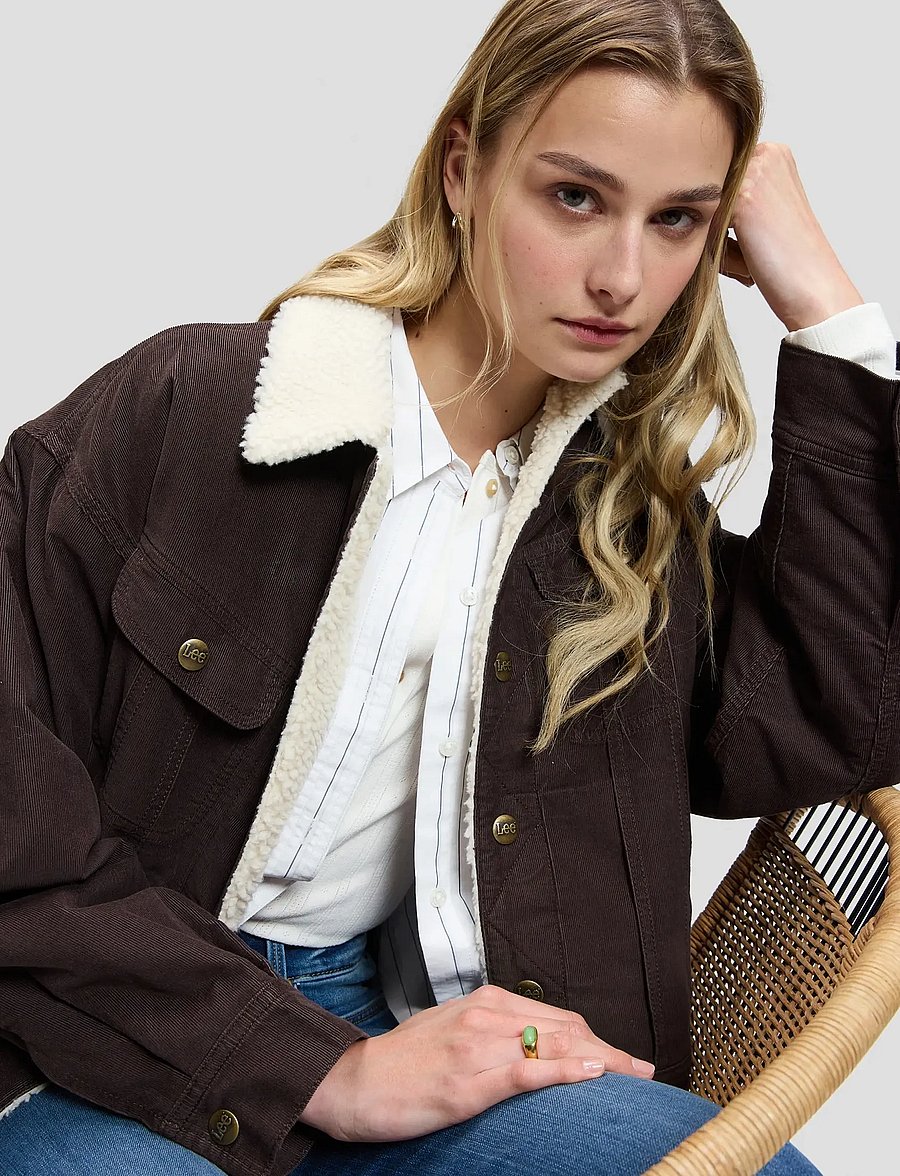 Lee Jeans - RELAXED SHERPA RIDER JKT - jeansjacken - chocolate torte - 2