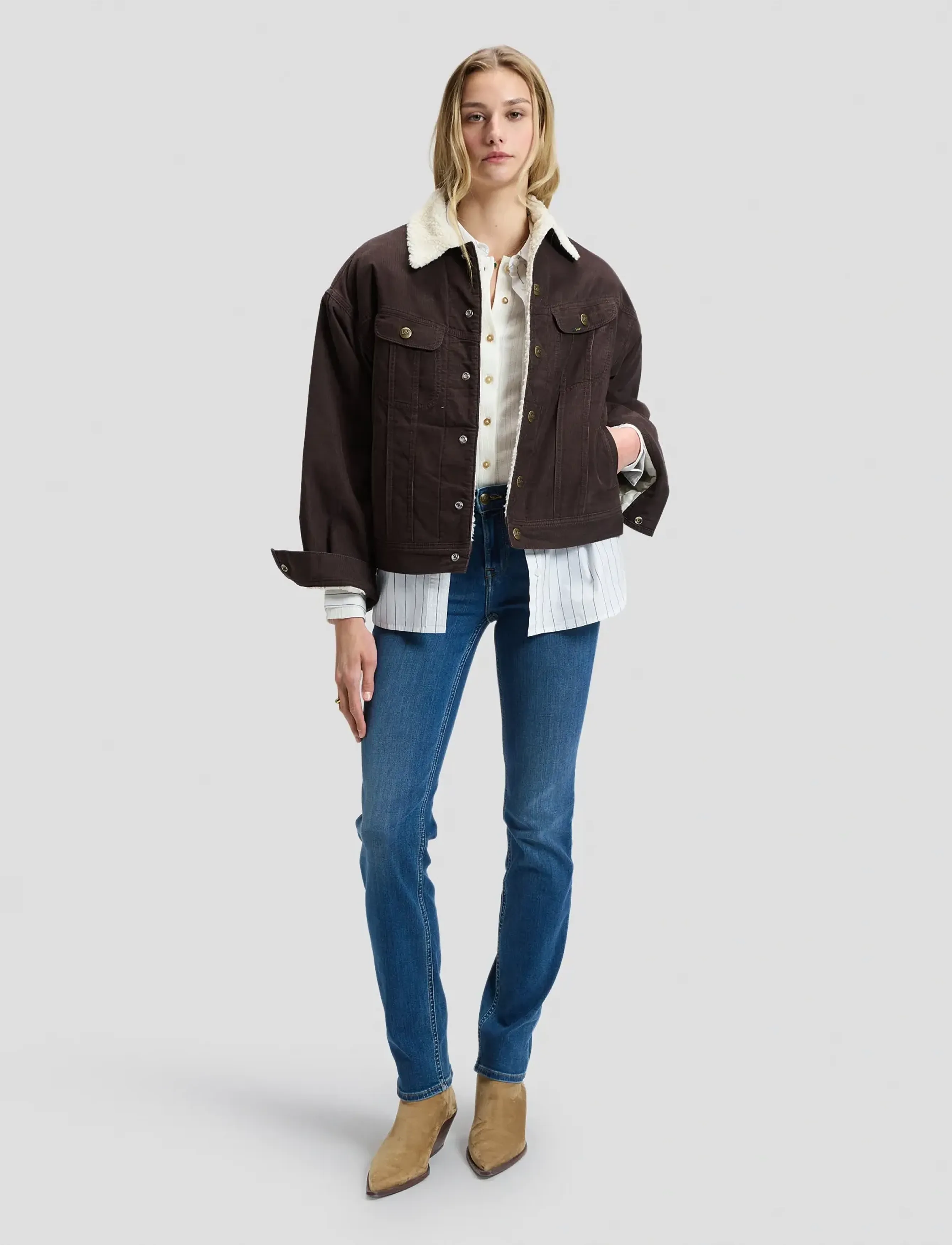 Lee Jeans - RELAXED SHERPA RIDER JKT - jeansjacken - chocolate torte - 4