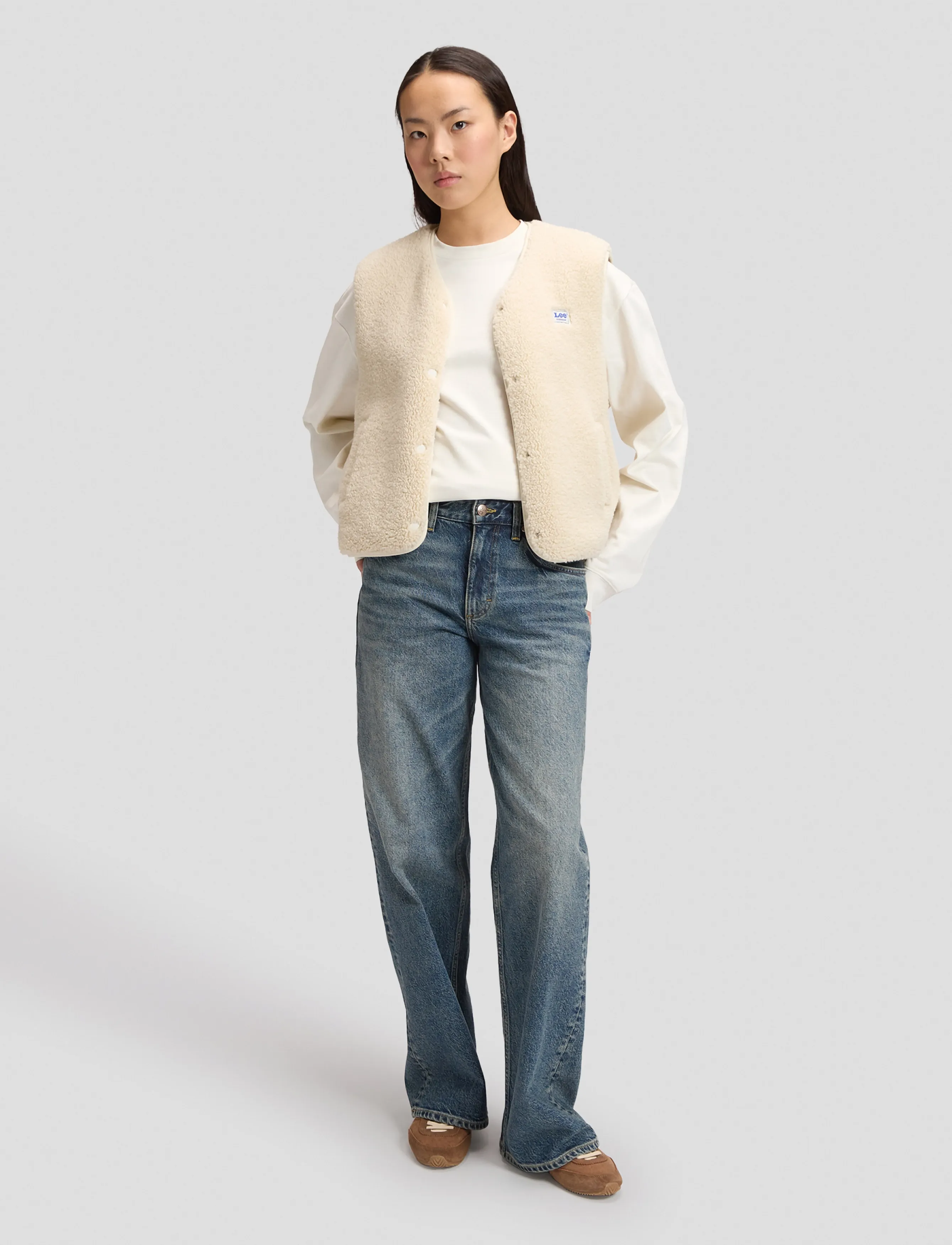 Lee Jeans - SHORT SHERPA VEST - teddy-vestid - ecru - 3