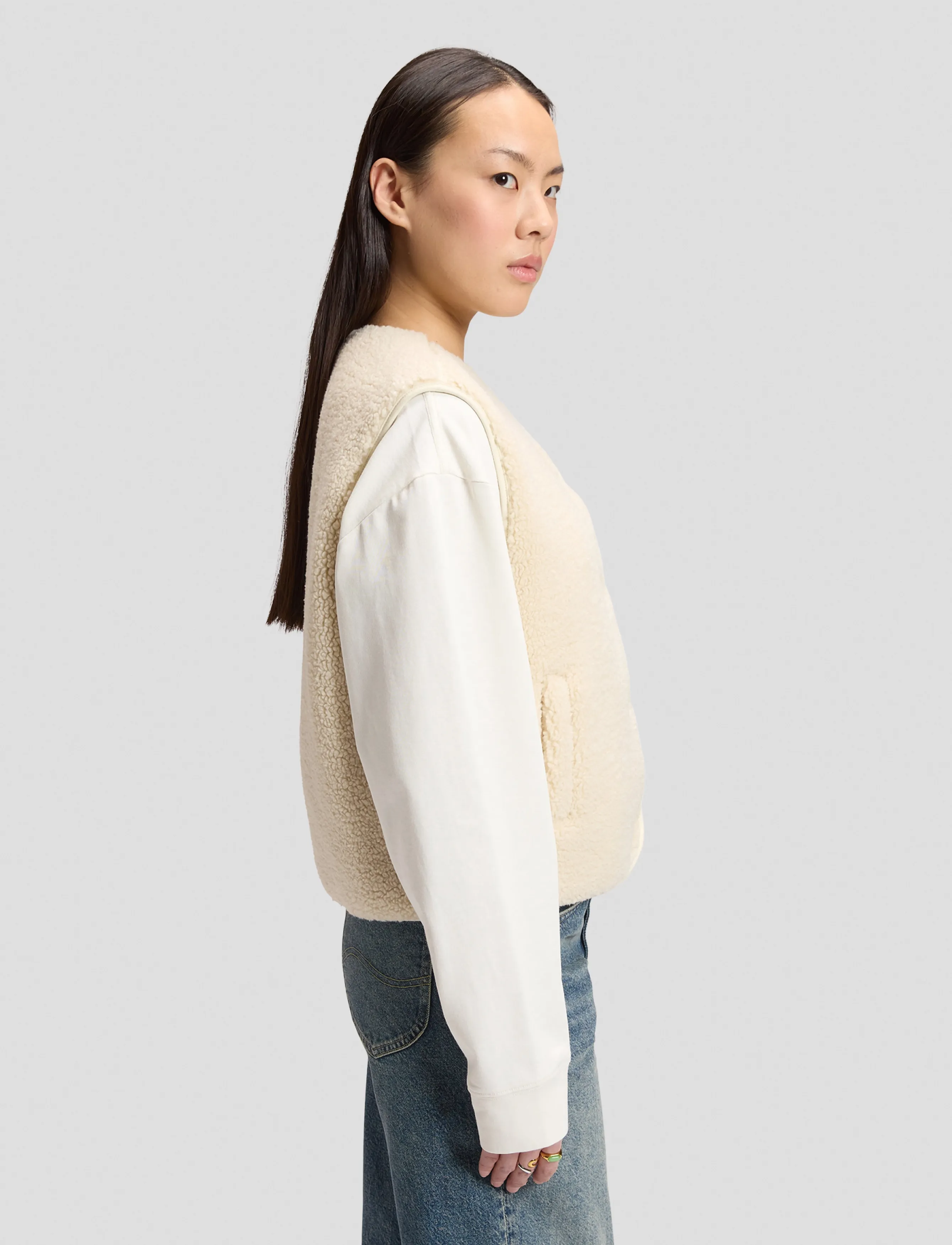 Lee Jeans - SHORT SHERPA VEST - teddy-vestid - ecru - 4
