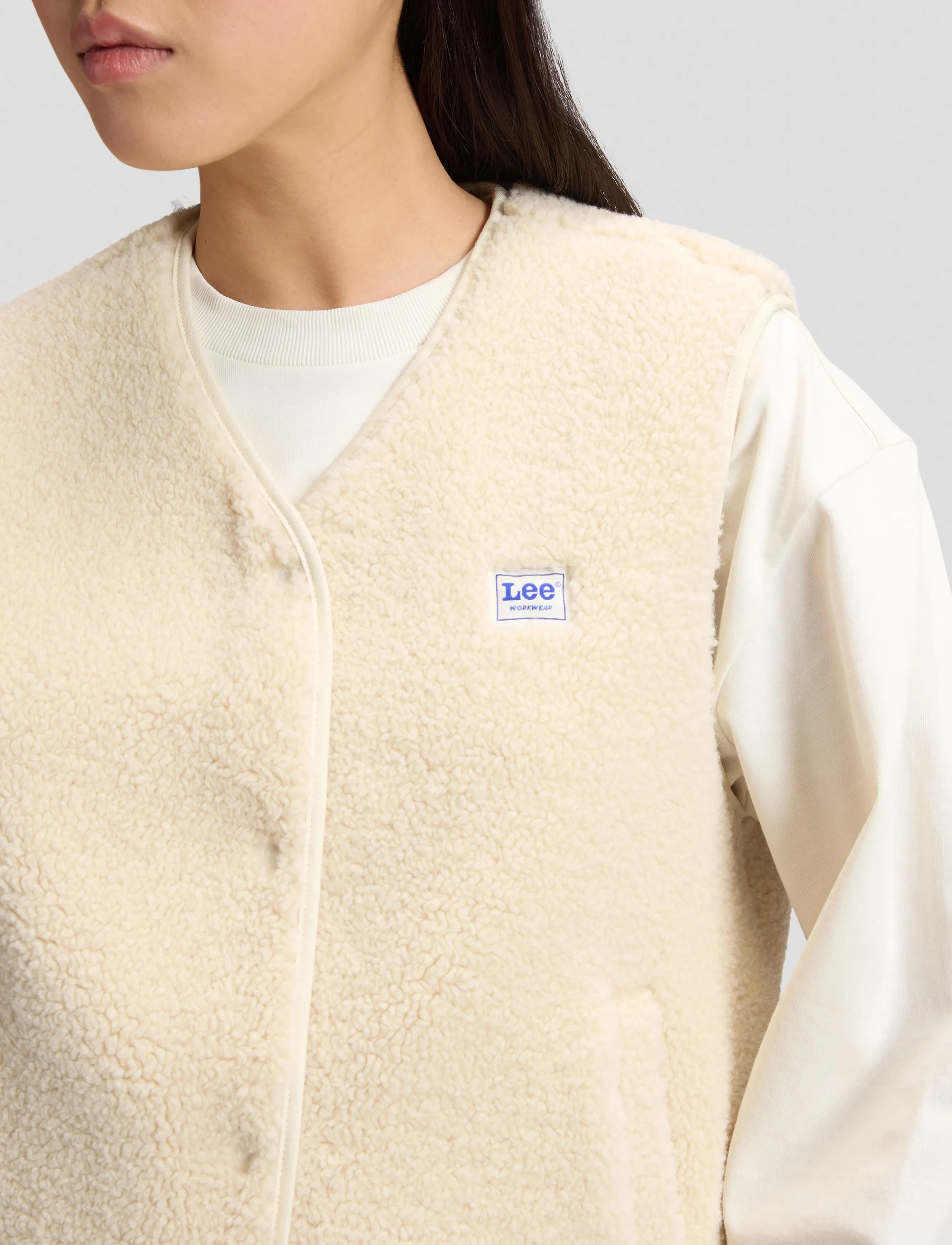 Lee Jeans - SHORT SHERPA VEST - teddy-vestid - ecru - 5