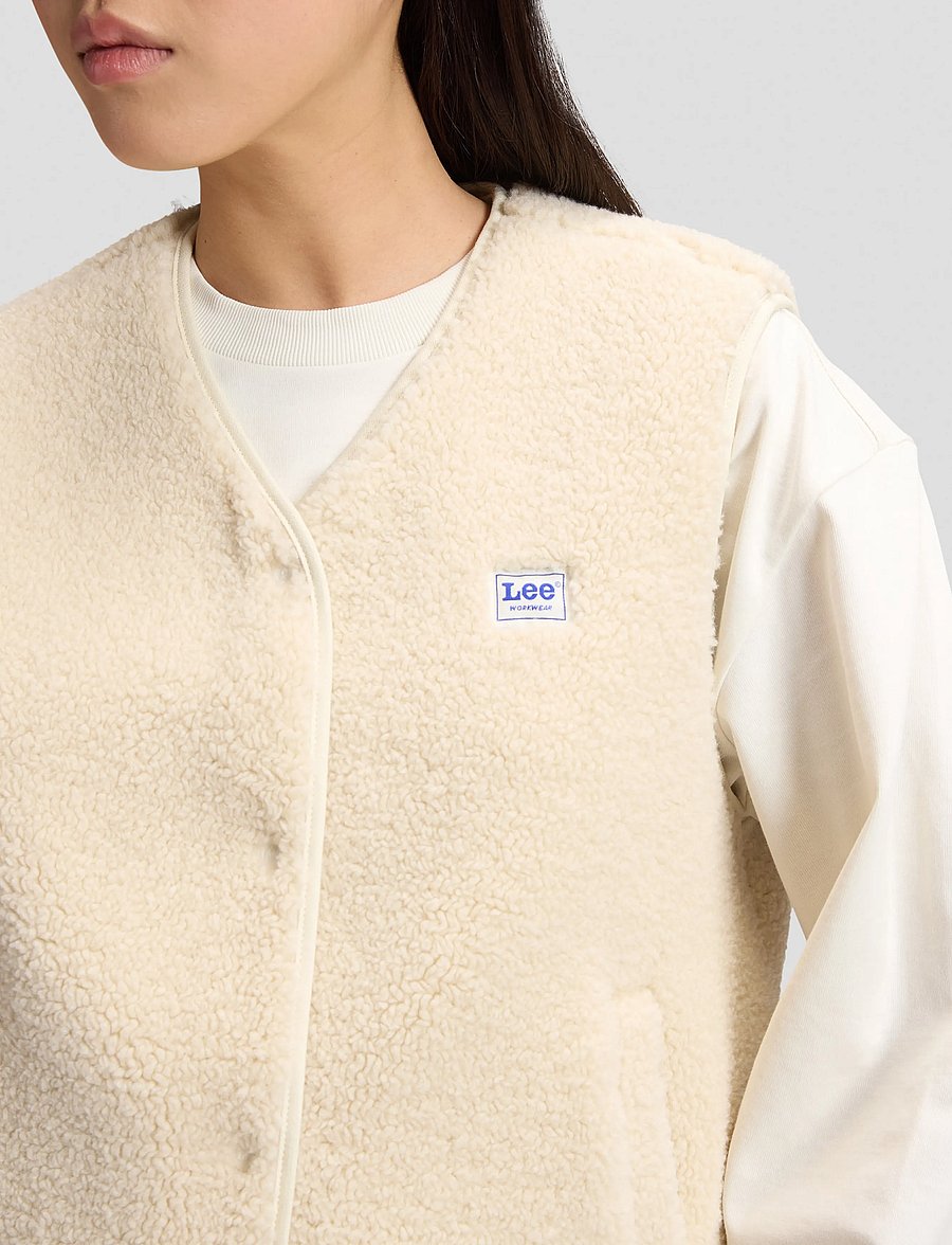 Lee Jeans - SHORT SHERPA VEST - teddy-vestid - ecru - 5